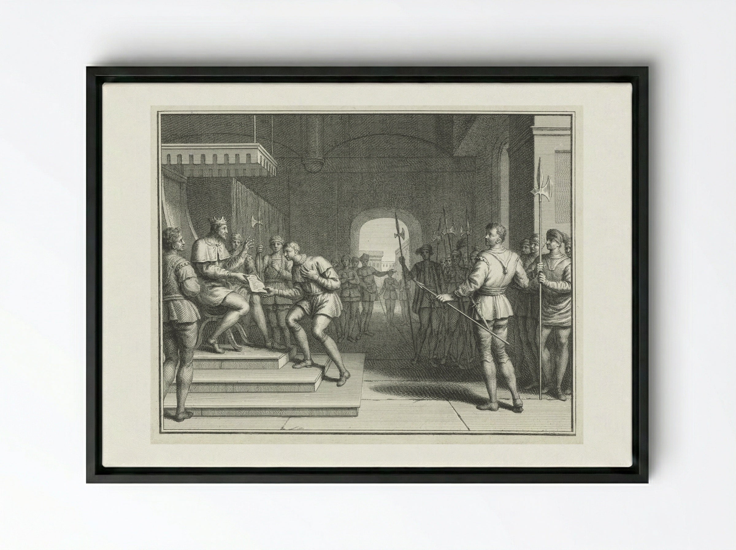 Karel de Eenvoudige verleent Dirk I de titel graaf van Holland - Pieter Tanjé - Framed Canvas Black