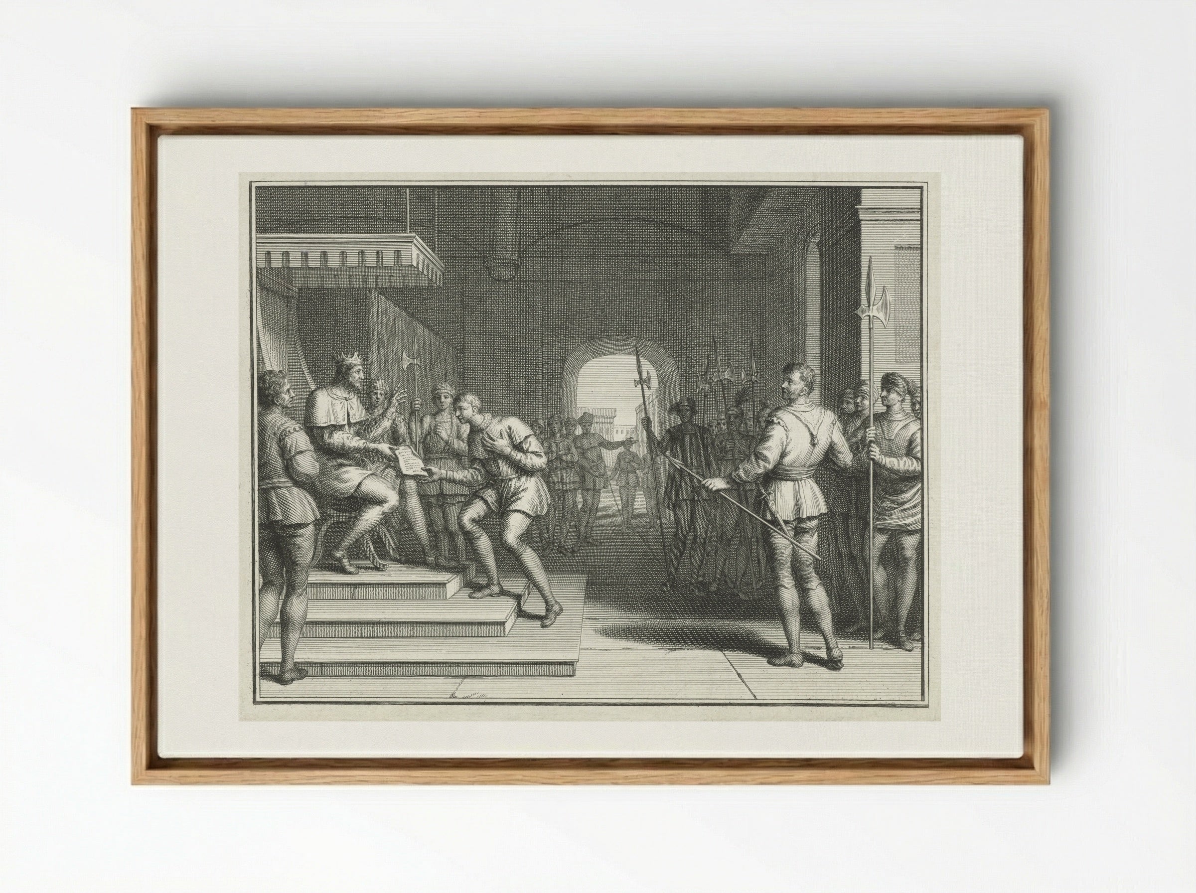 Karel de Eenvoudige verleent Dirk I de titel graaf van Holland - Pieter Tanjé - Framed Canvas Wood