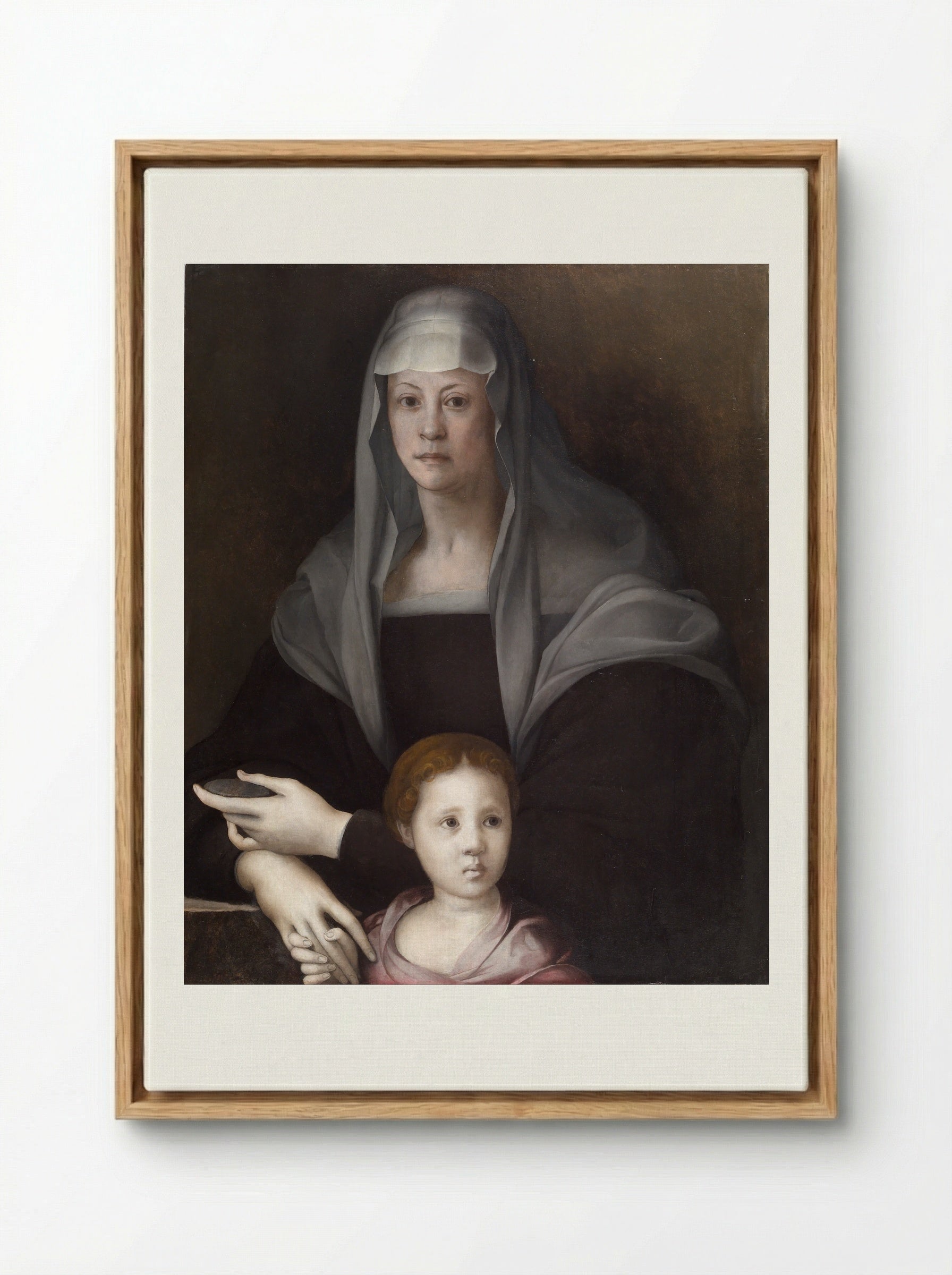 Portrait of Maria Salviati with Giulia de' Medici - Jacopo Pontormo - Framed Canvas Wood