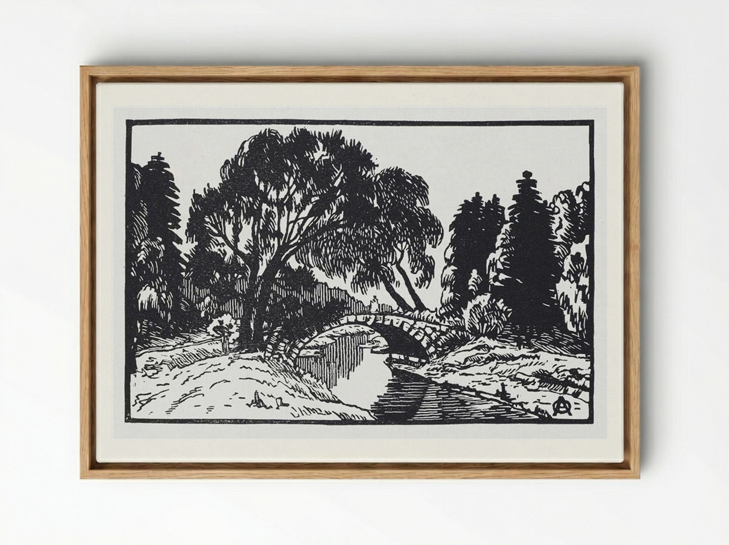 Willows near Novosilviysky Bridge - Anna Ostroumova-Lebedeva - Framed Canvas Wood