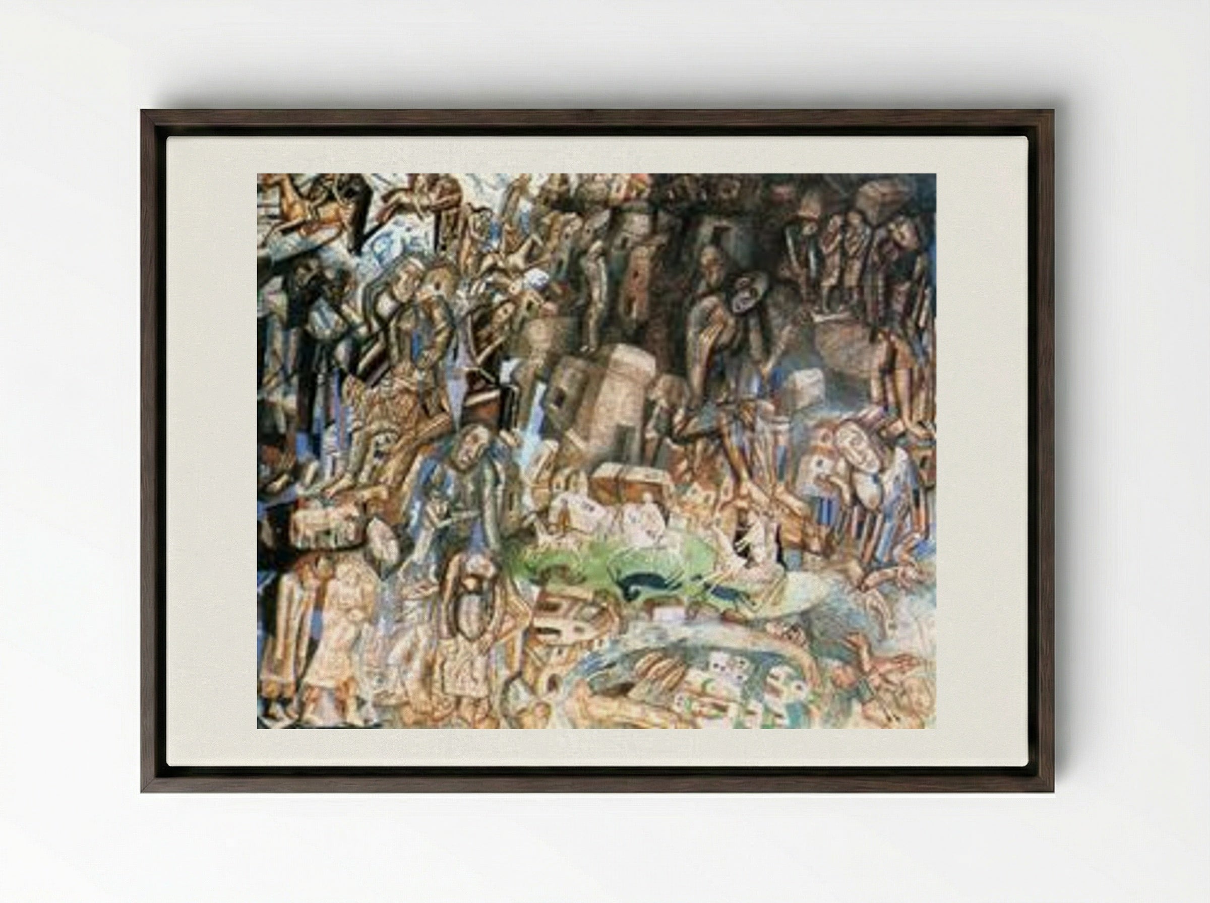 Untitled (The Riders) - Pavel Filonov - Framed Canvas Dark Wood