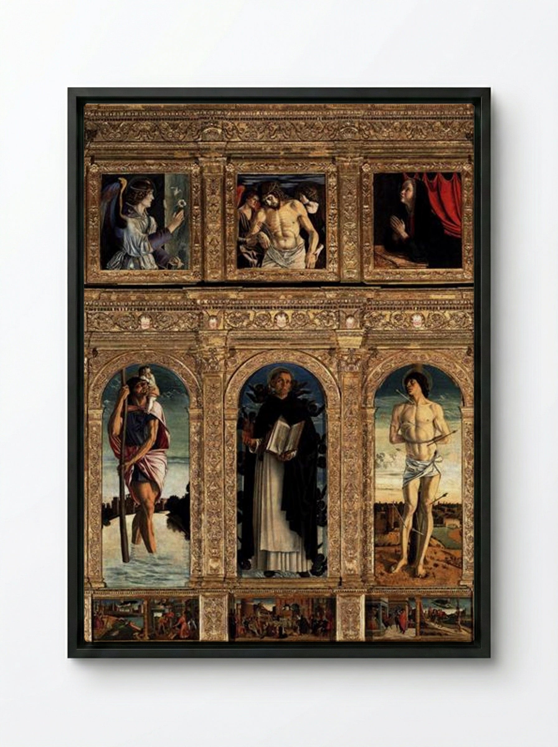 Polyptych of San Vincenzo Ferreri - Giovanni Bellini - Framed Canvas Black
