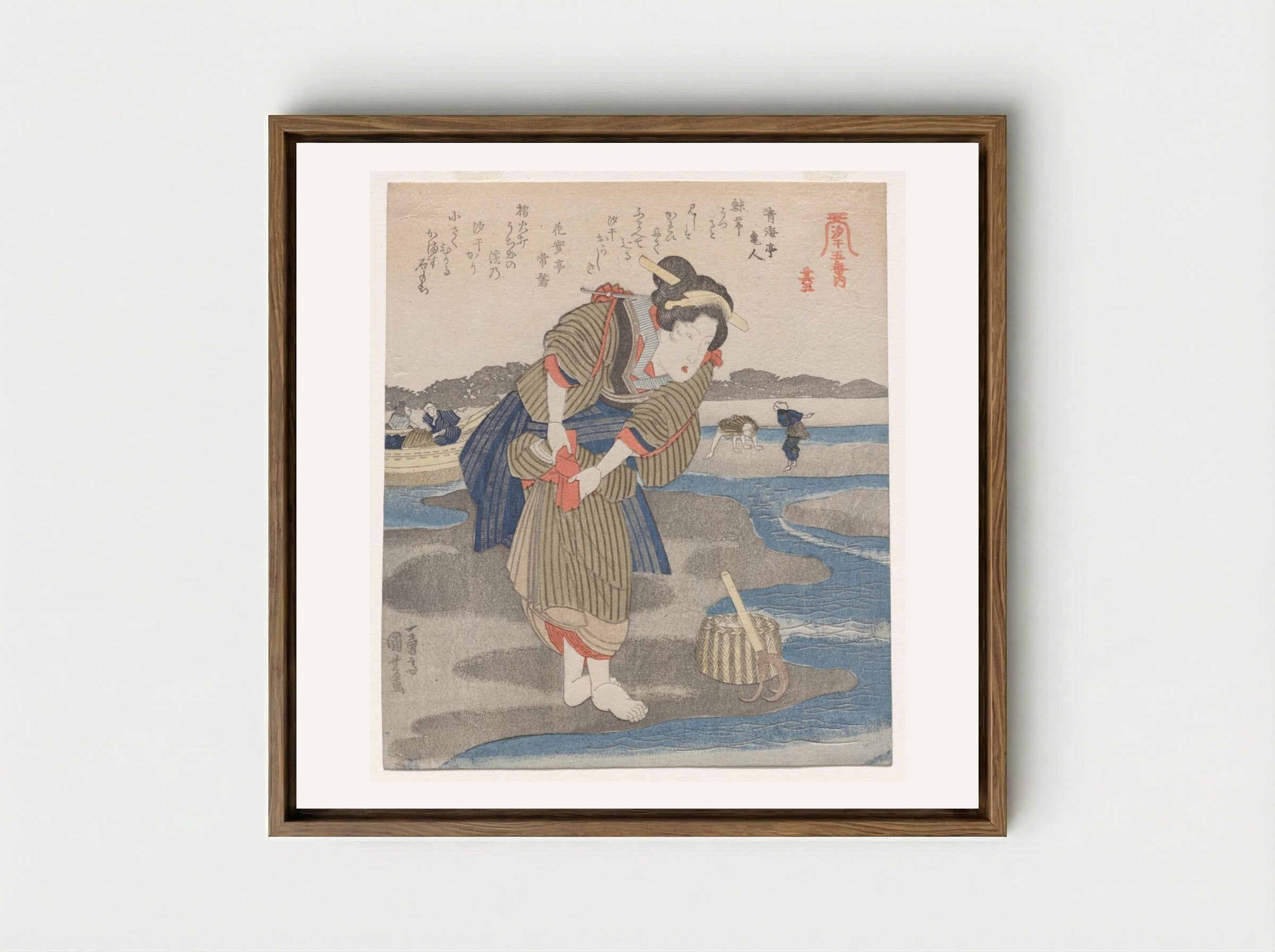 Fifth Print from A Low Tide Pentaptych - Utagawa Kuniyoshi - Framed Canvas Wood