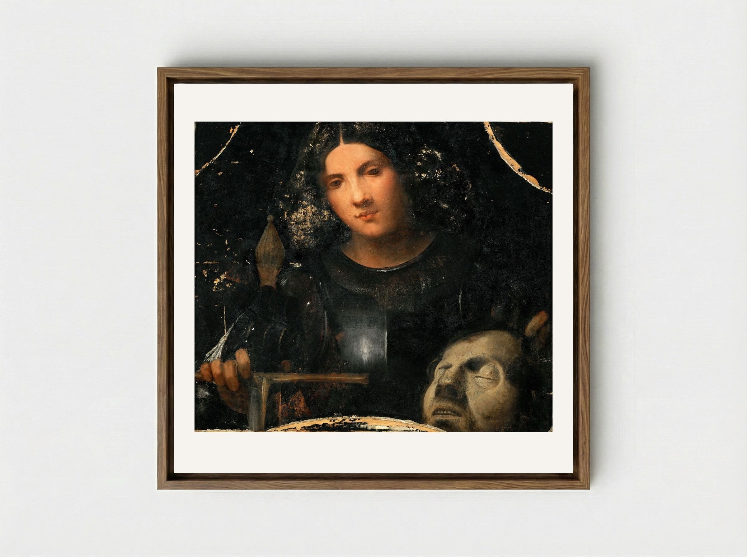David with the Head of Goliath - Giorgione - Framed Canvas Wood
