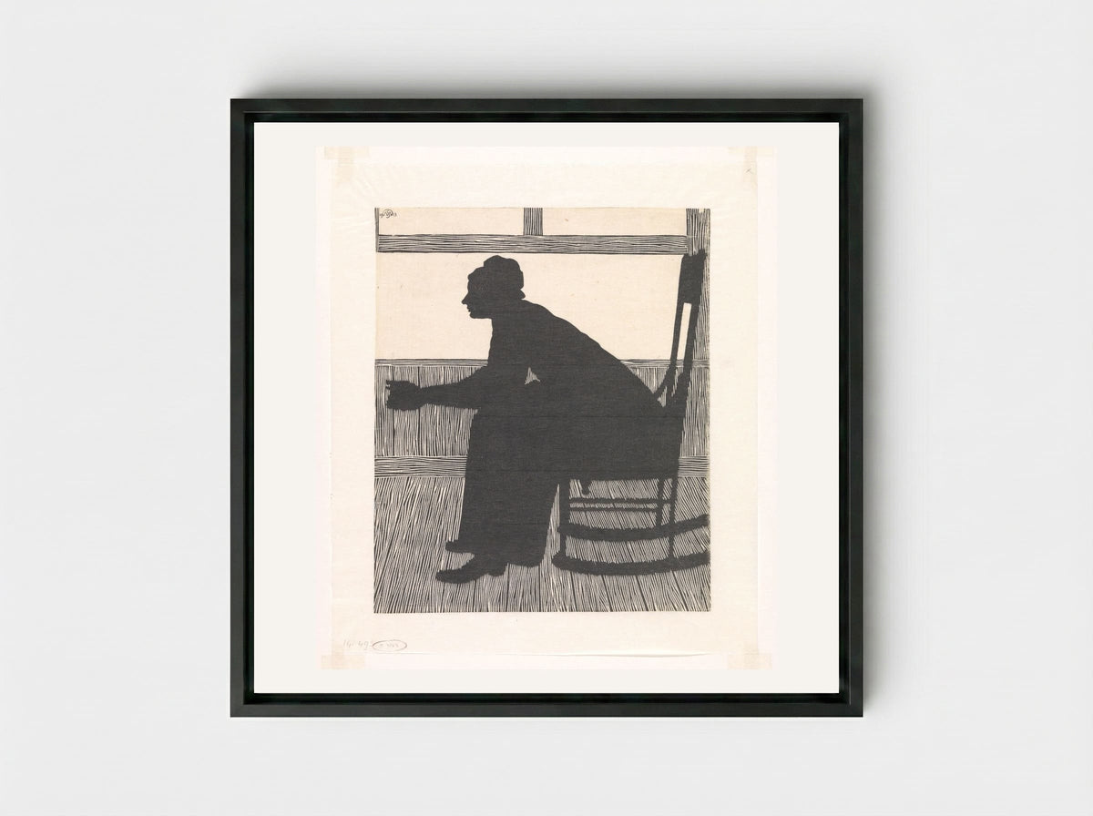 Silhouet (Vrouw in schommelstoel) - Samuel Jessurun de Mesquita - Framed Canvas Black