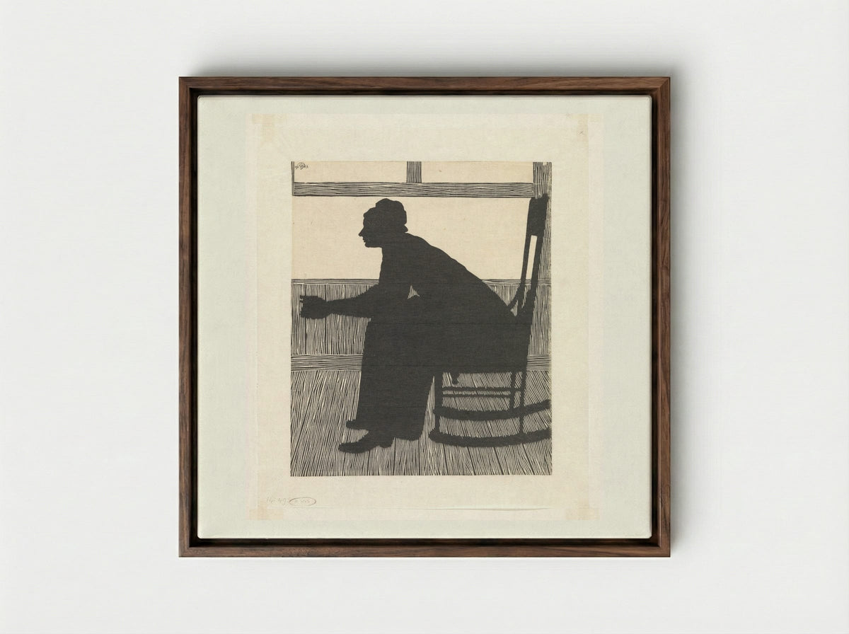 Silhouet (Vrouw in schommelstoel) - Samuel Jessurun de Mesquita - Framed Canvas Dark Wood