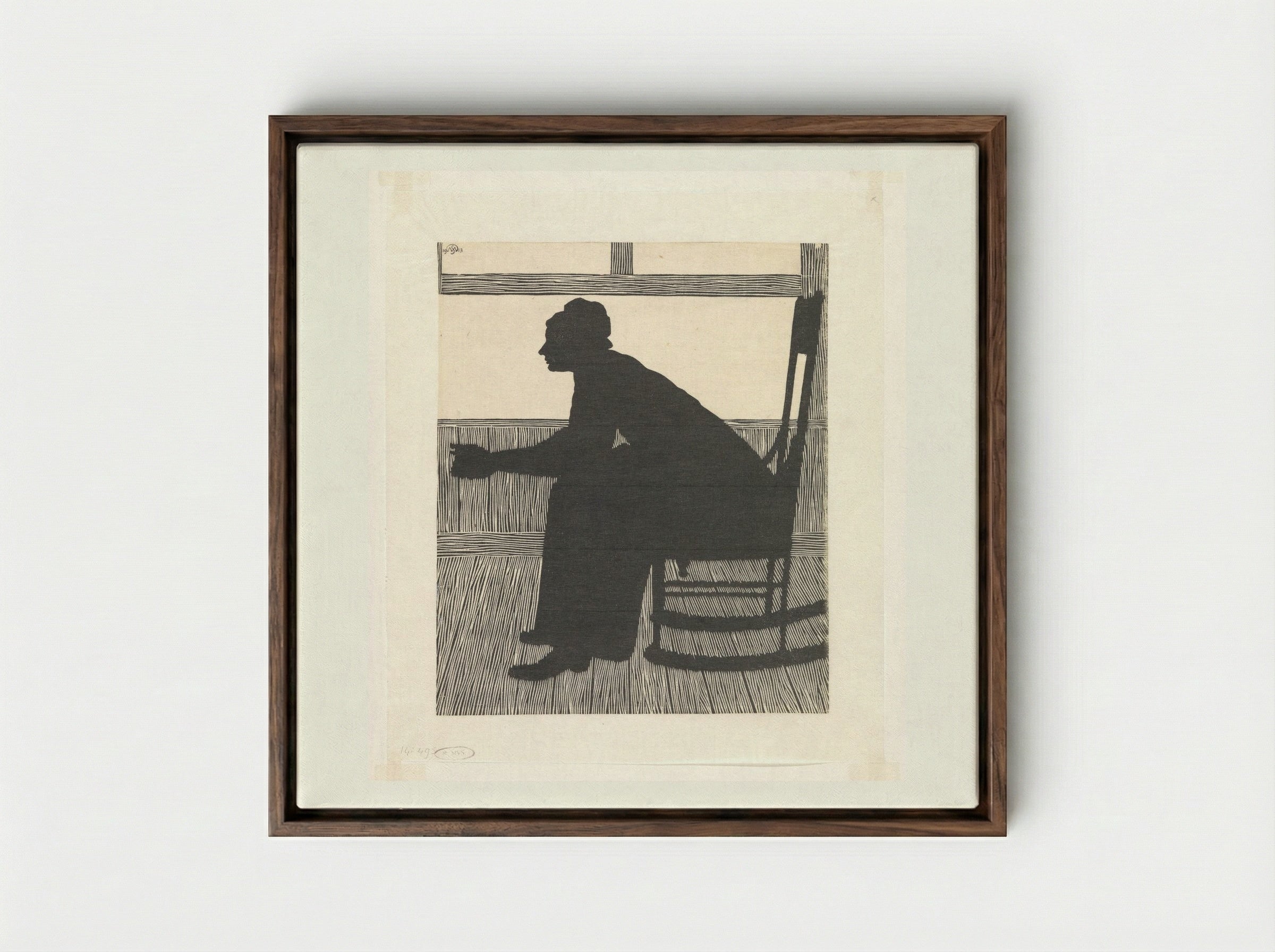 Silhouet (Vrouw in schommelstoel) - Samuel Jessurun de Mesquita - Framed Canvas Dark Wood