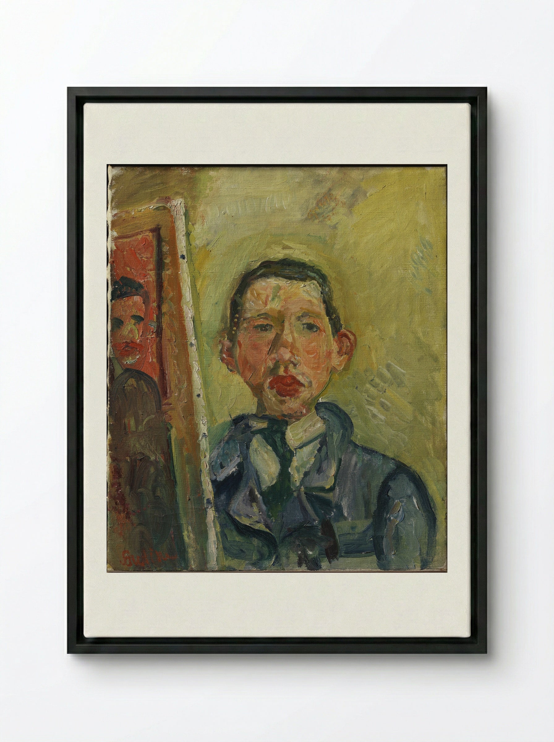 Self Portrait with Beard - Chaim Soutine - Framed Canvas Black