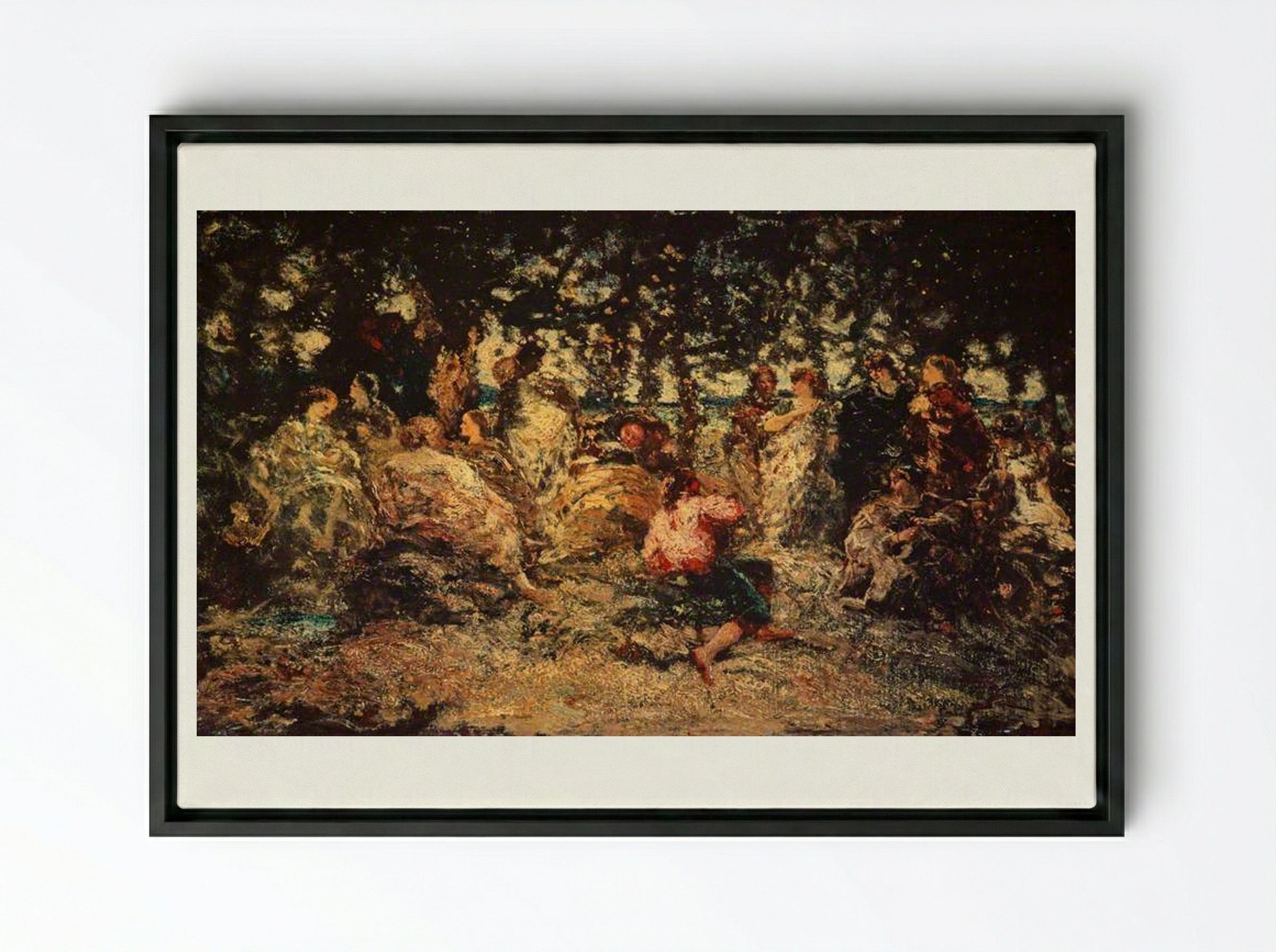 A Woodland Fête - Adolphe Monticelli - Framed Canvas Black