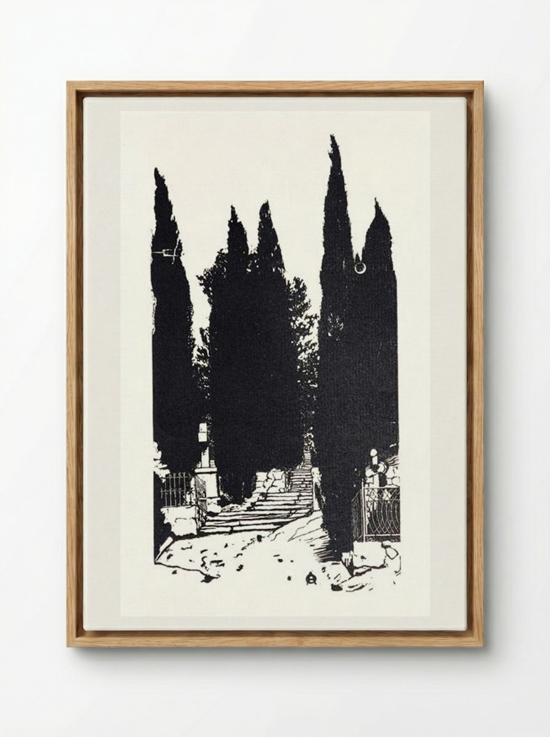 Cypress Trees - Anna Ostroumova-Lebedeva - Framed Canvas Wood