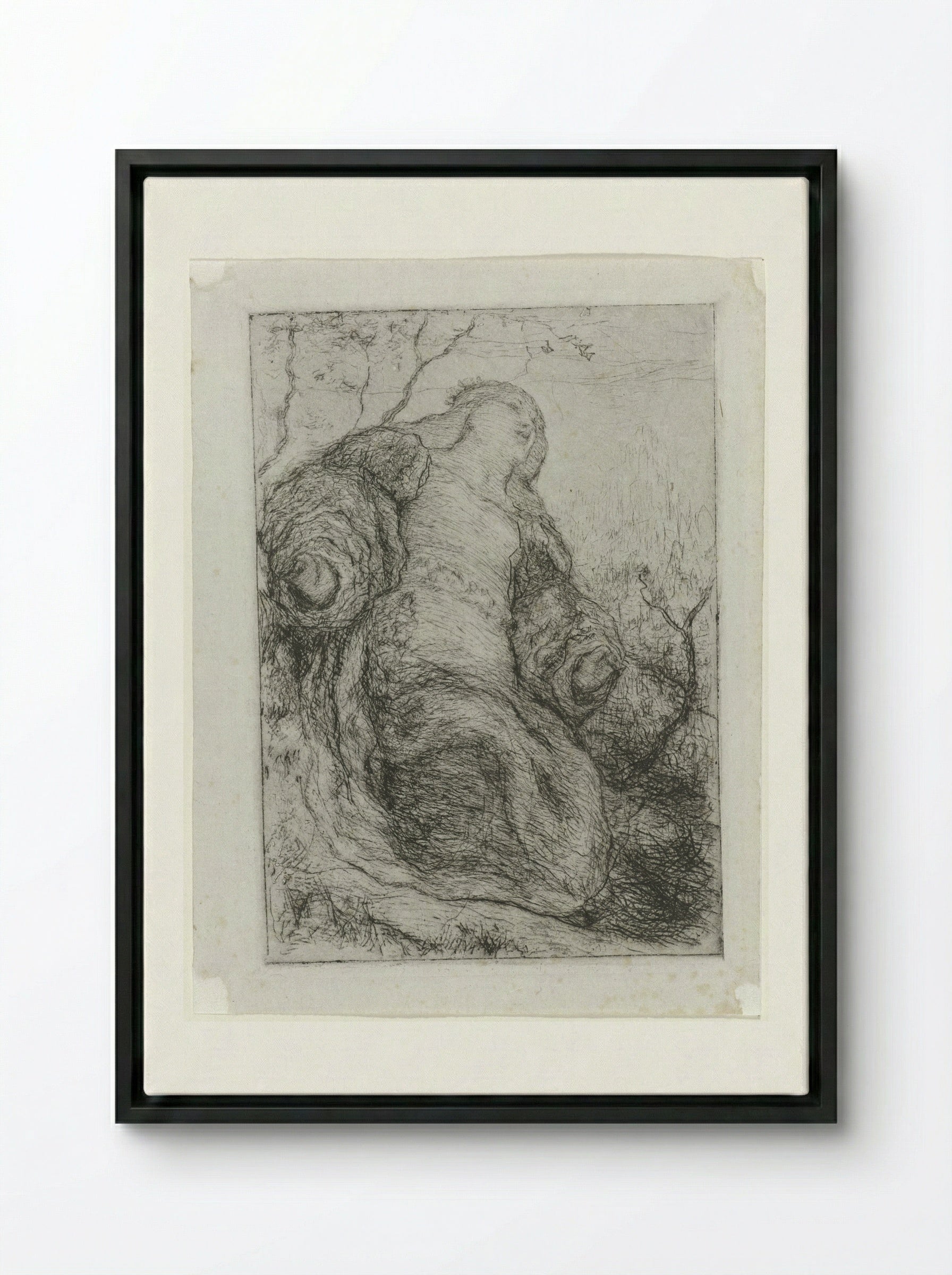Vrouw onder een boom - Matthijs Maris - Framed Canvas Black