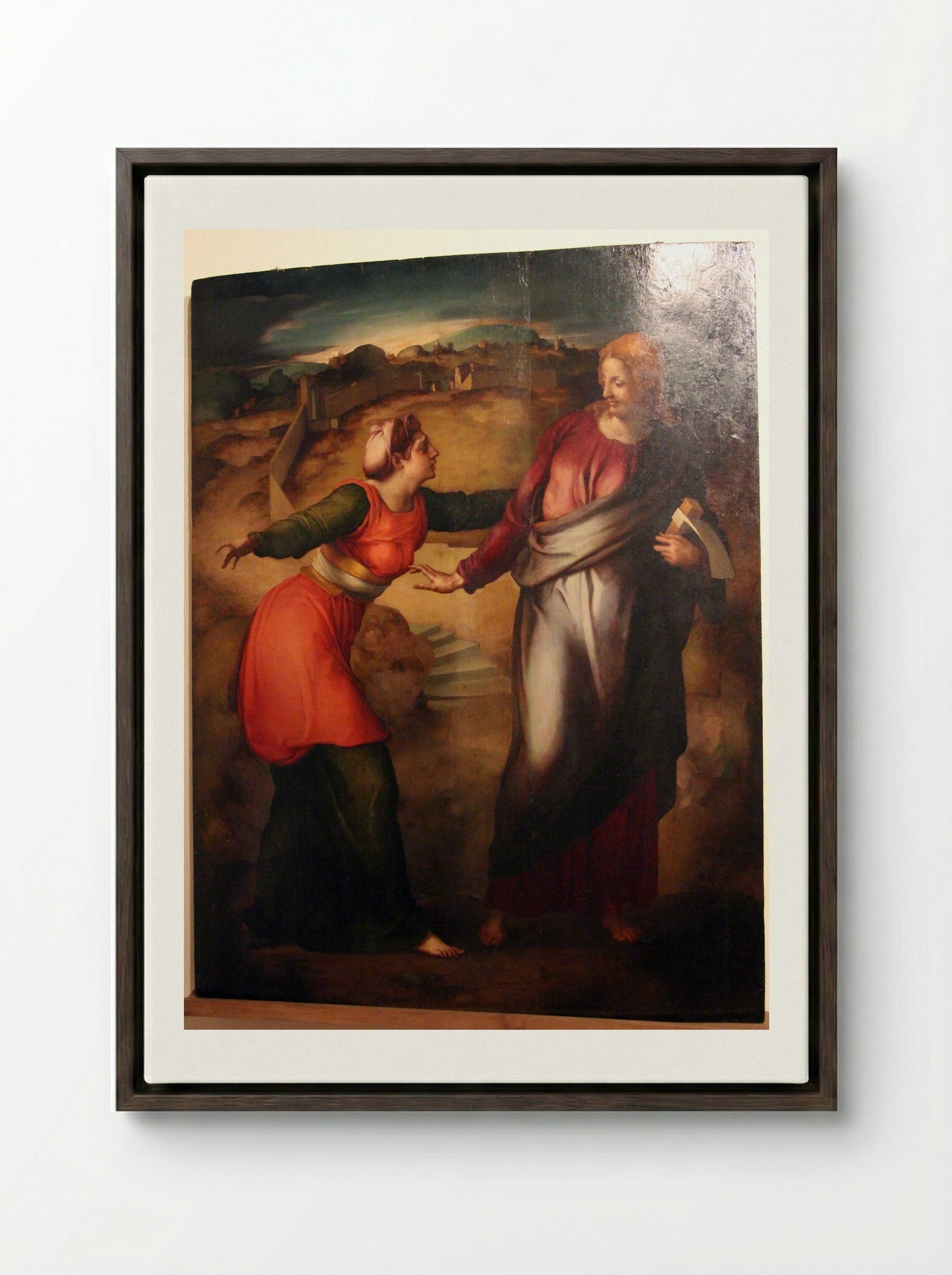 Noli Me Tangere - Jacopo Pontormo - Framed Canvas Dark Wood