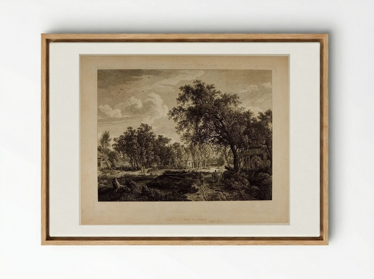 View of a Village in a Wood, near Antwerp - François Vivares - Framed Canvas Wood