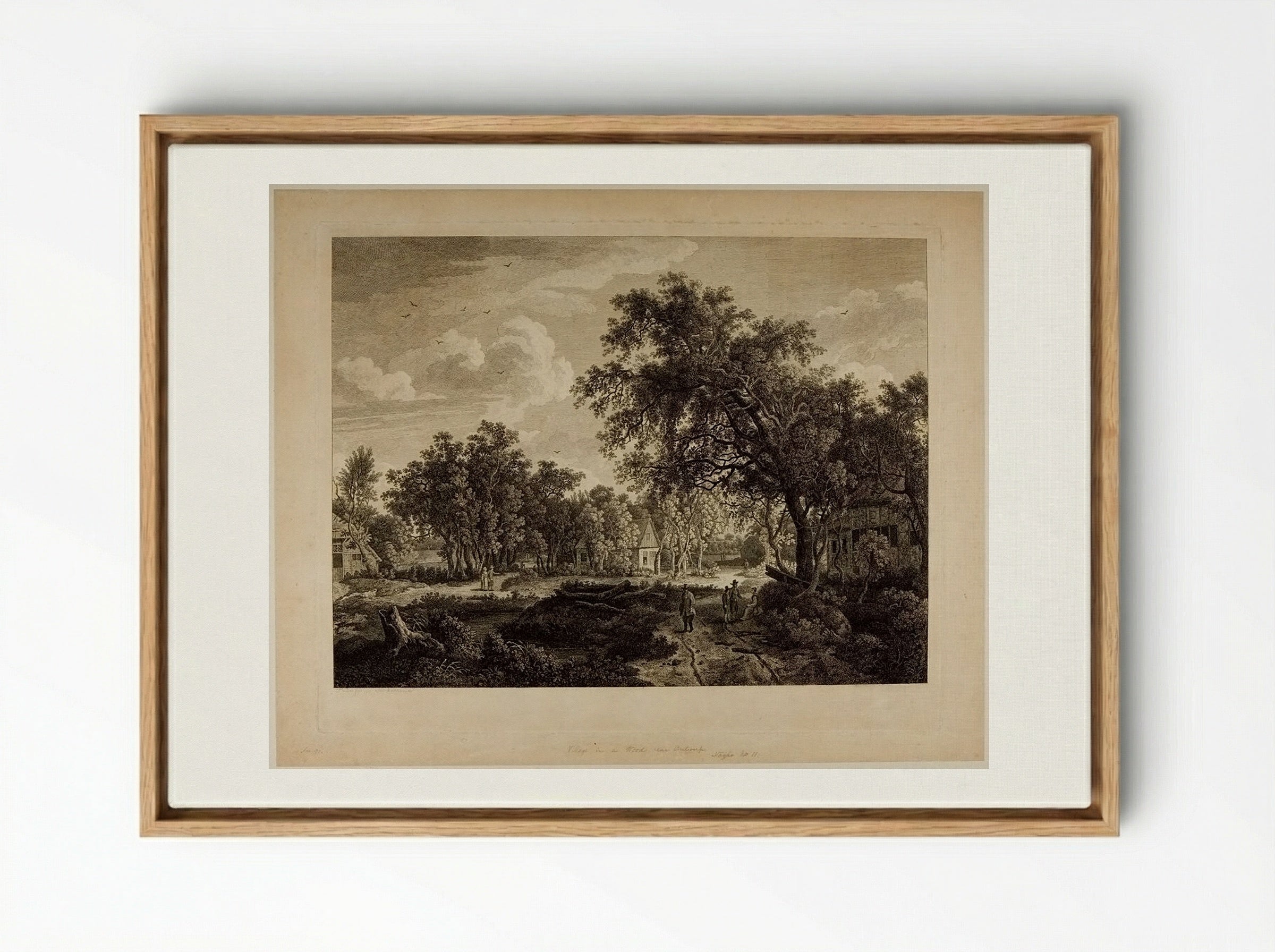 View of a Village in a Wood, near Antwerp - François Vivares - Framed Canvas Wood