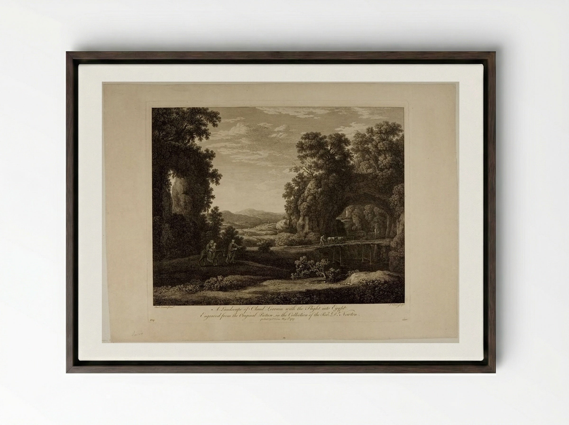 Flight into Egypt - François Vivares - Framed Canvas Dark Wood