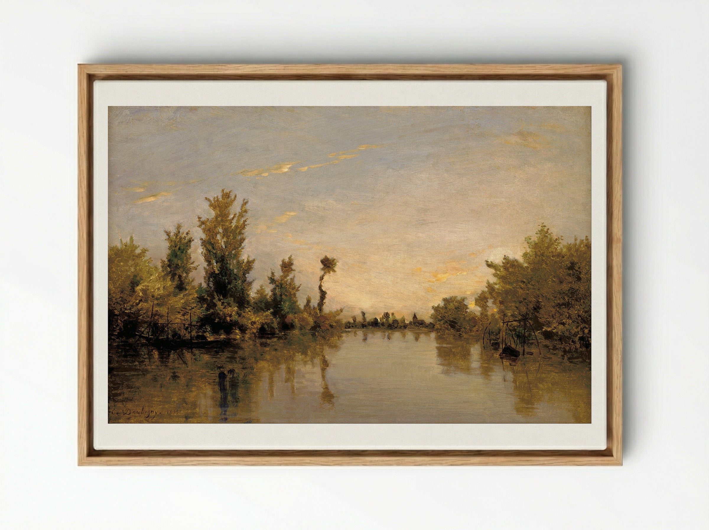 The Banks of the Seine - Charles-François Daubigny - Framed Canvas Wood