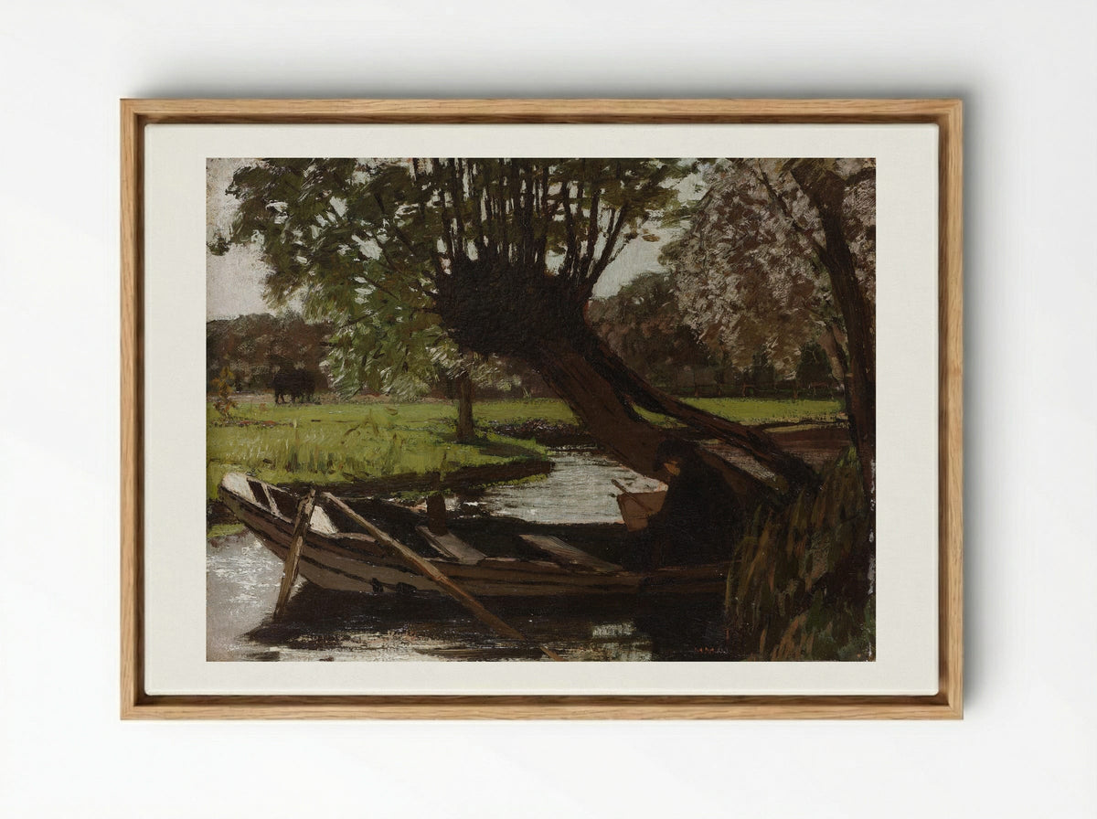 Boot met knotwilg - Matthijs Maris - Framed Canvas Wood