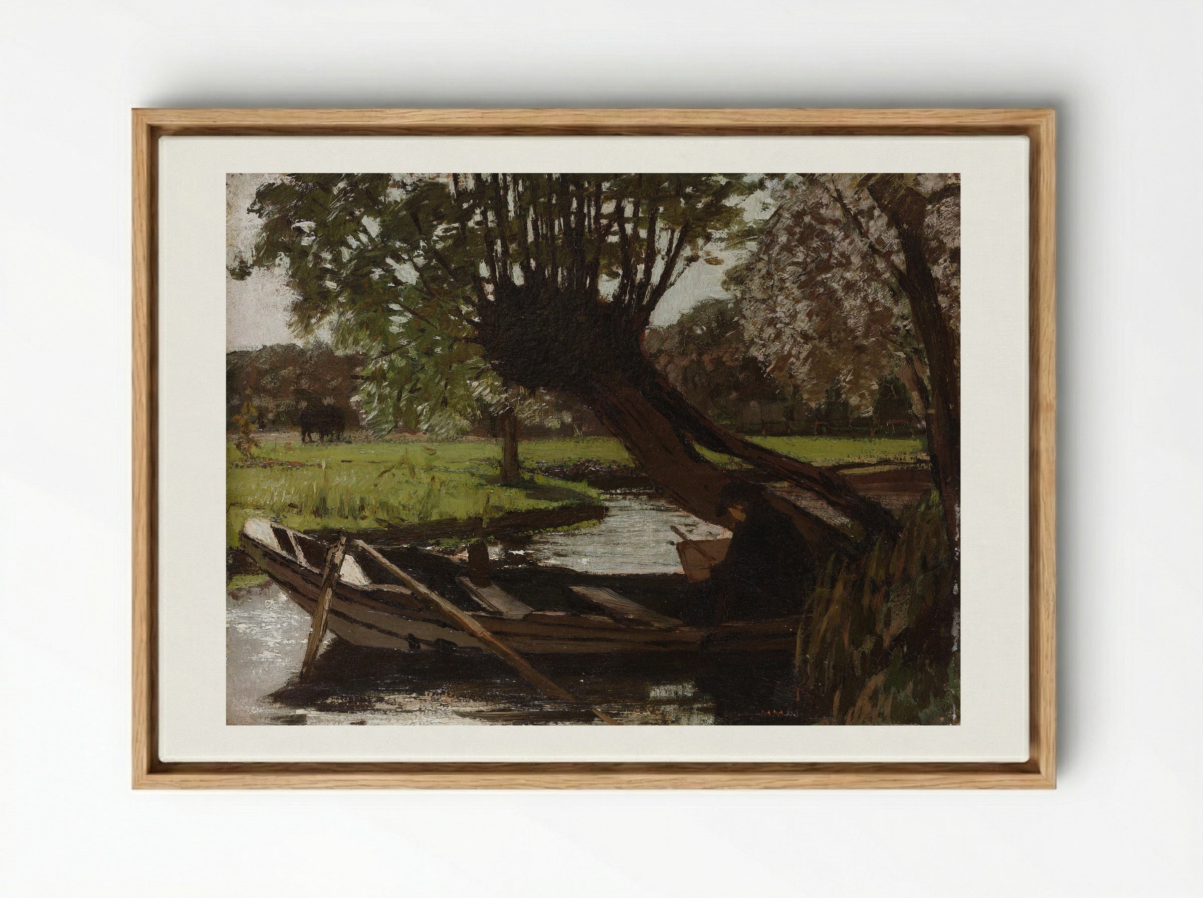 Boot met knotwilg - Matthijs Maris - Framed Canvas Wood