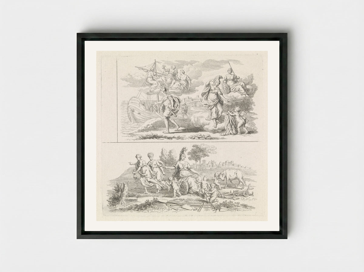 Twee voorstellingen met Minerva - Pieter Tanjé - Framed Canvas Black
