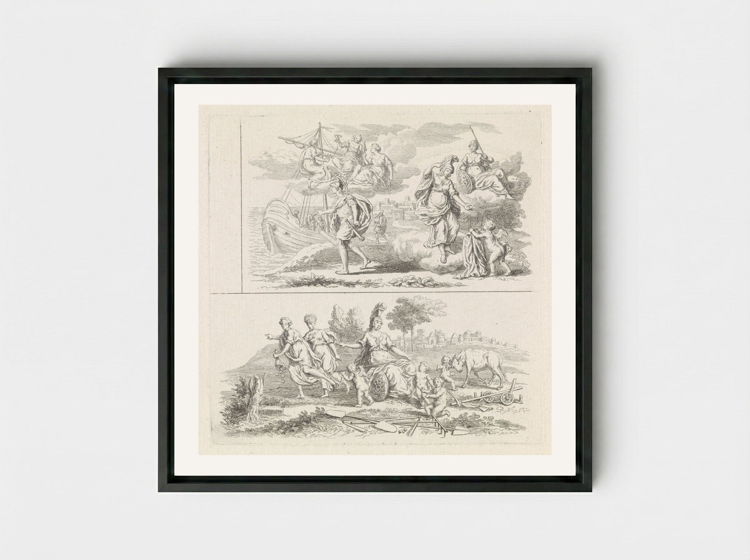 Twee voorstellingen met Minerva - Pieter Tanjé - Framed Canvas Black