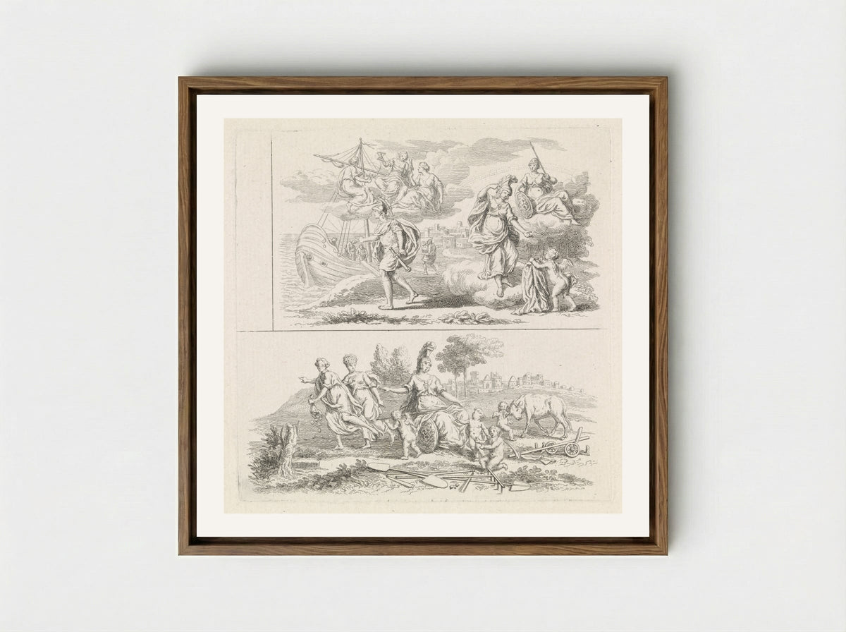Twee voorstellingen met Minerva - Pieter Tanjé - Framed Canvas Wood
