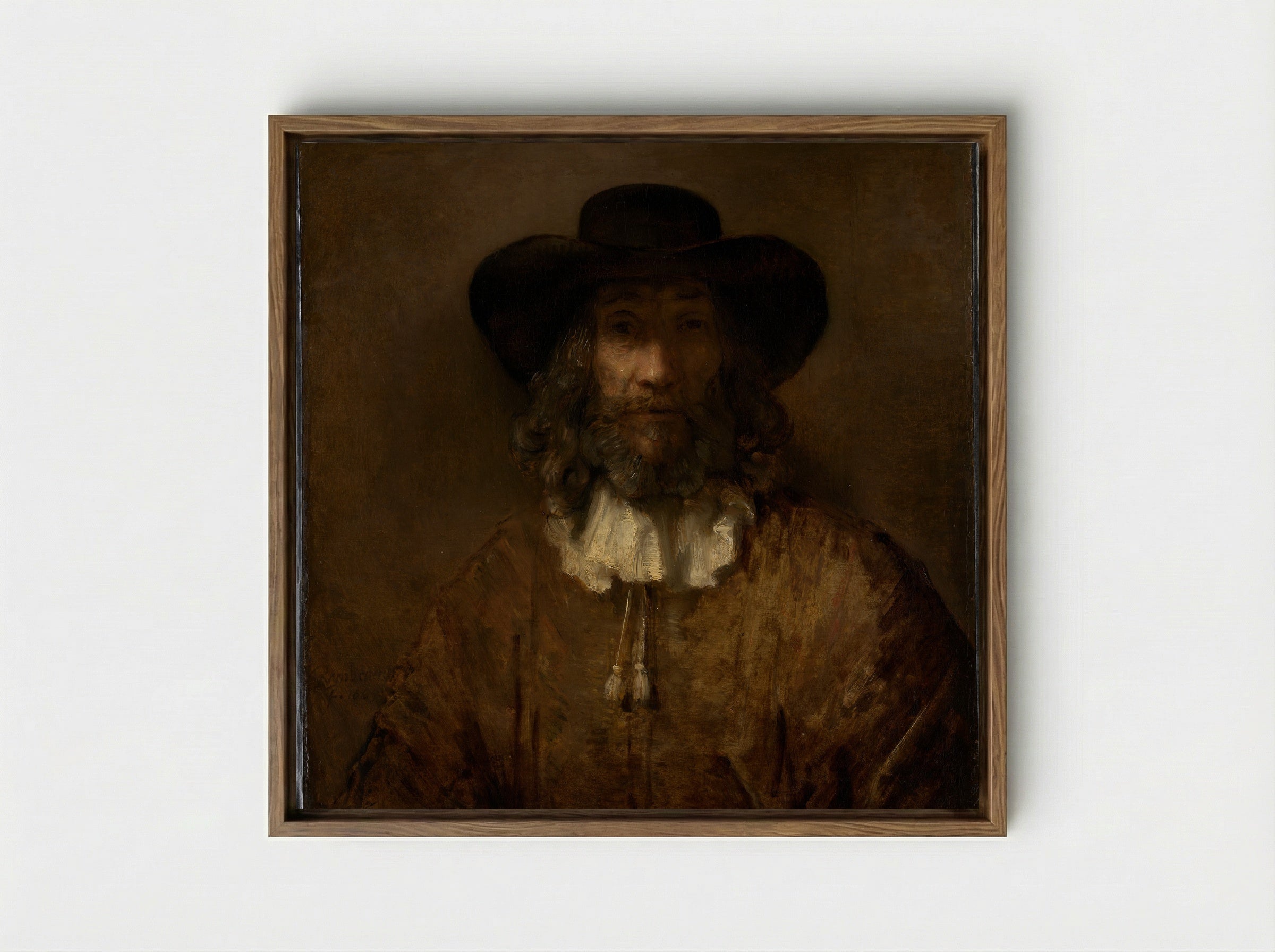 Man with a Beard - Rembrandt van Rijn - Framed Canvas Wood