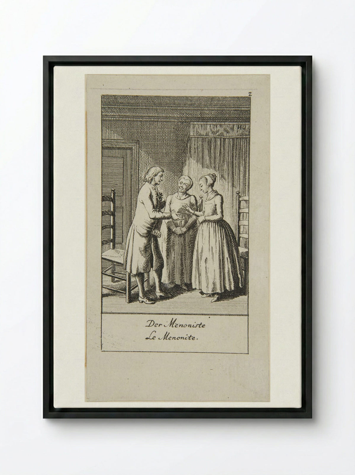 Illustration for Wedding Proposals: The Mennonite - Daniel Nikolaus Chodowiecki - Framed Canvas Black