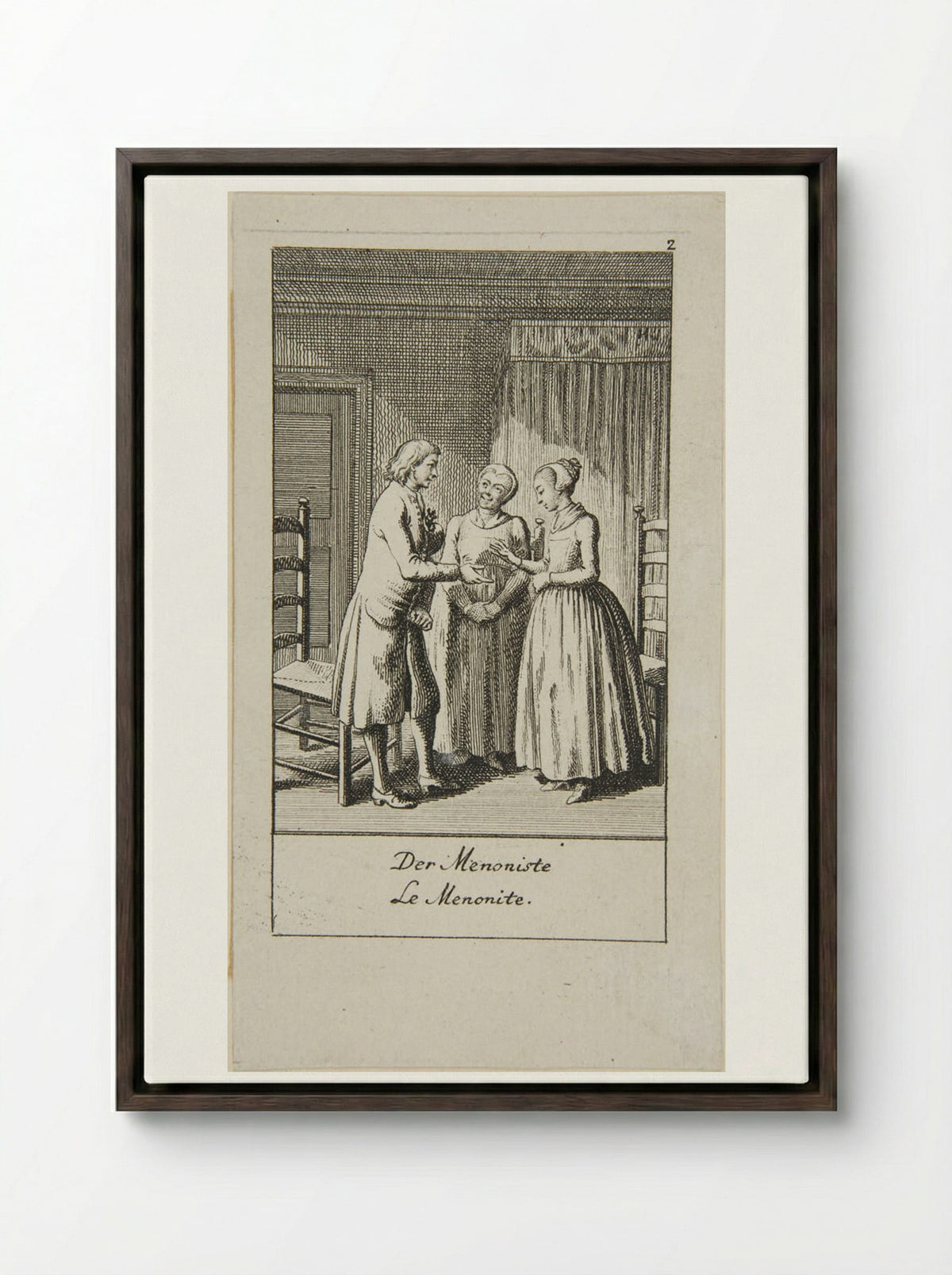Illustration for Wedding Proposals: The Mennonite - Daniel Nikolaus Chodowiecki - Framed Canvas Dark Wood