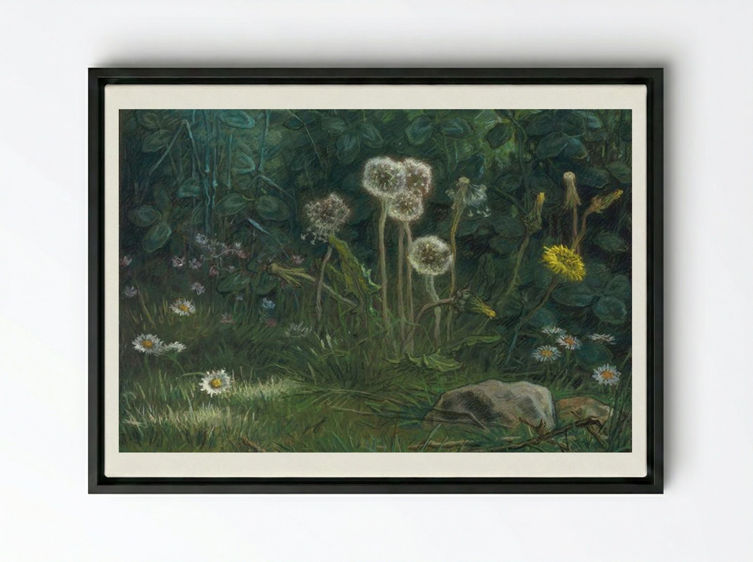 Dandelions - Jean-François Millet - Framed Canvas Black