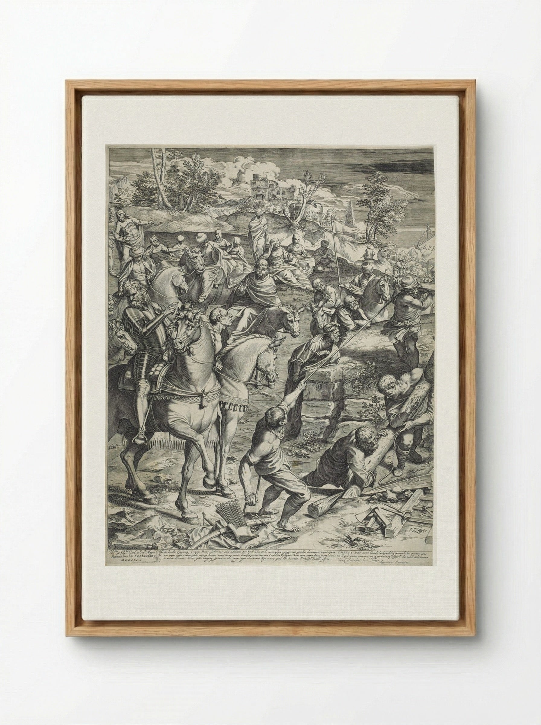 The Great Crucifixion (left panel) - Agostino Carracci - Framed Canvas Wood