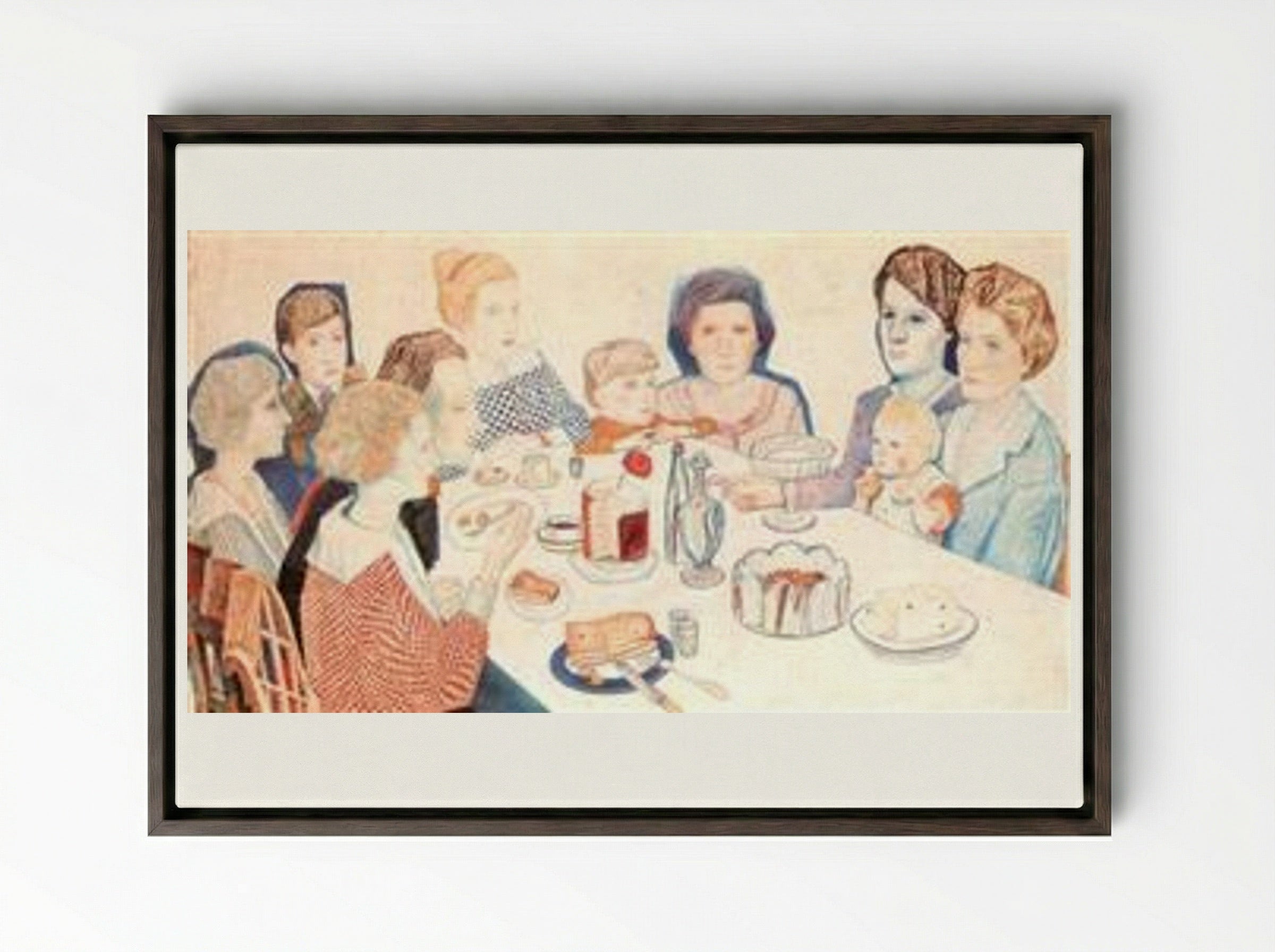 A Family Portrait - Pavel Filonov - Framed Canvas Dark Wood