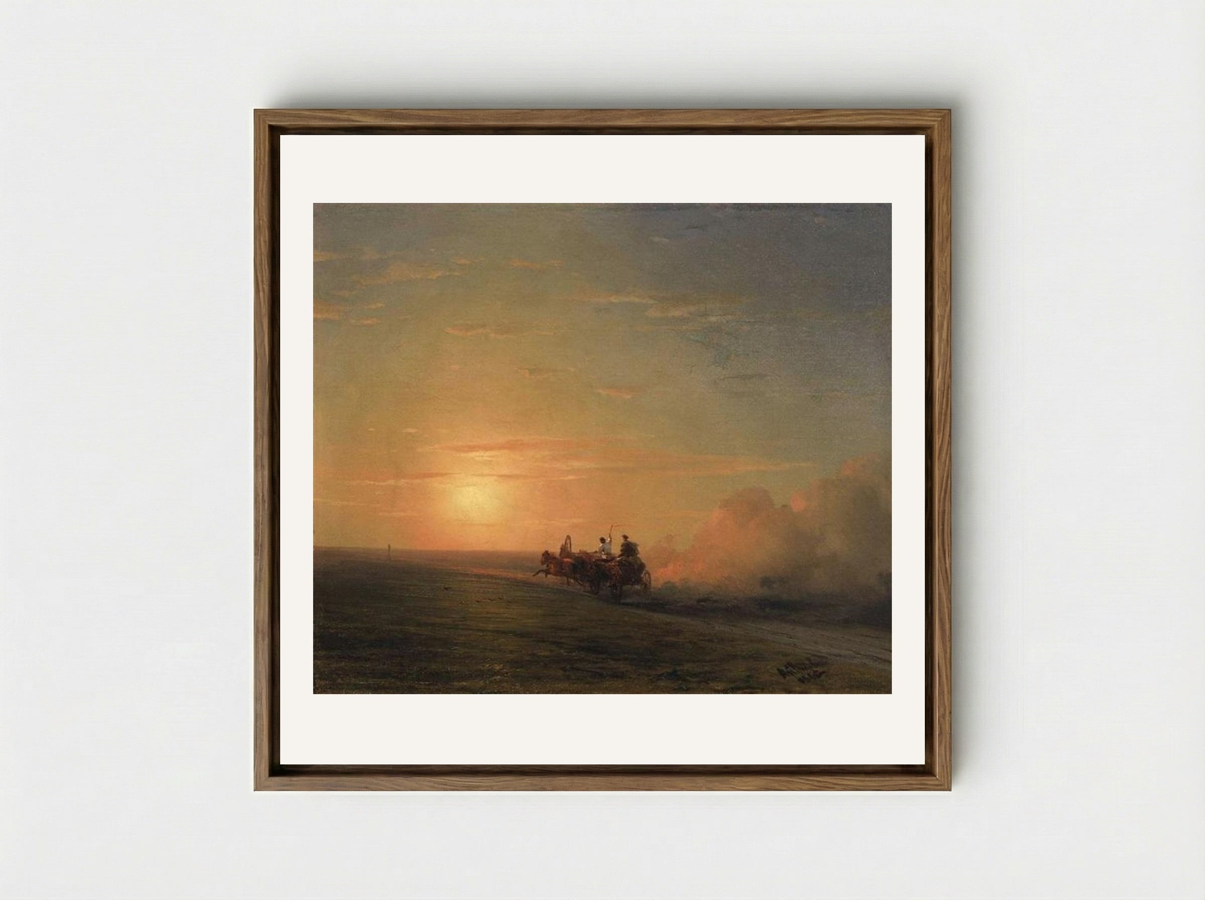 Troika in the Steppe - Ivan Aivazovsky - Framed Canvas Wood