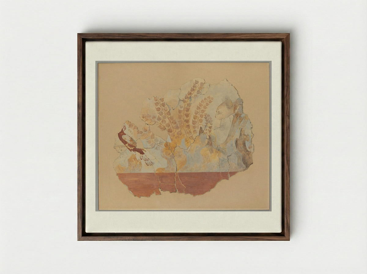 Cat Hunting a Pheasant - Fine Art Print - Framed Canvas Dark Wood