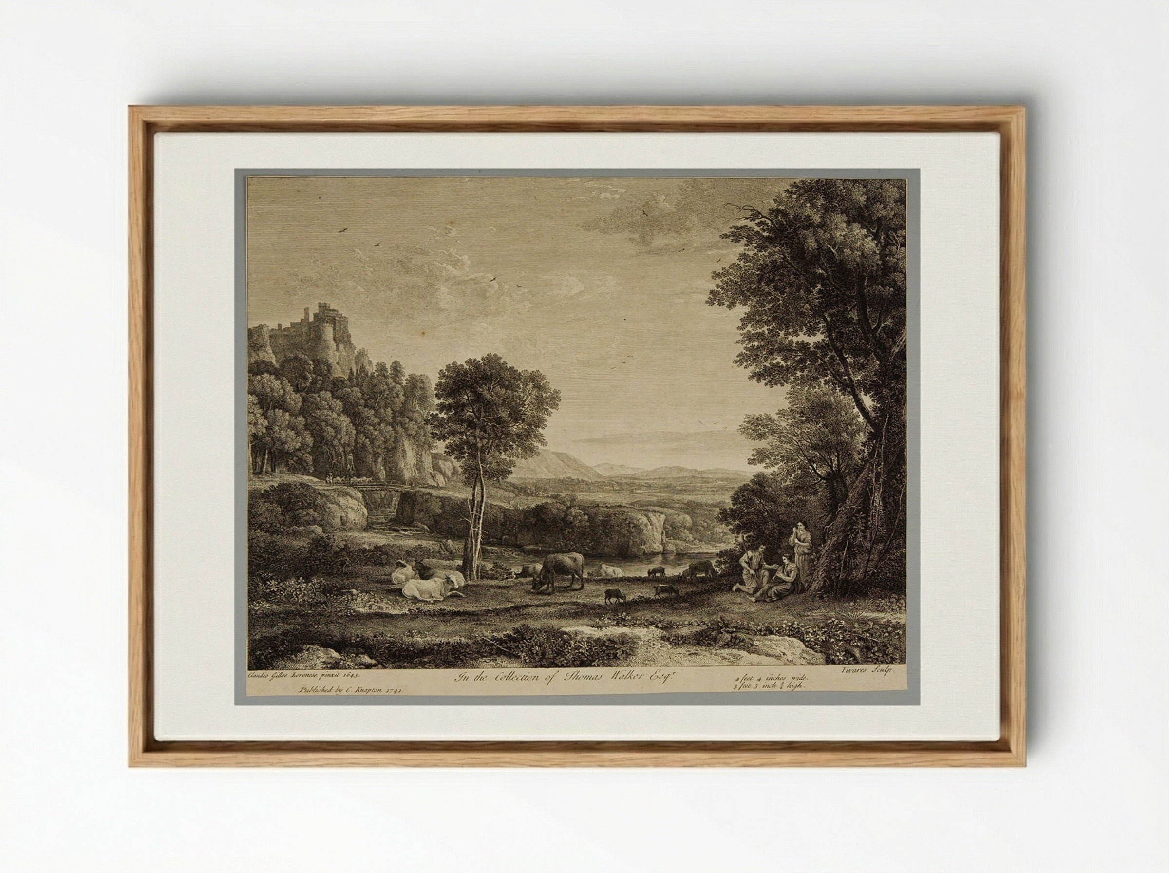 Herdsman Instructing a Shepherdess to Play on the Pipe - François Vivares - Framed Canvas Wood
