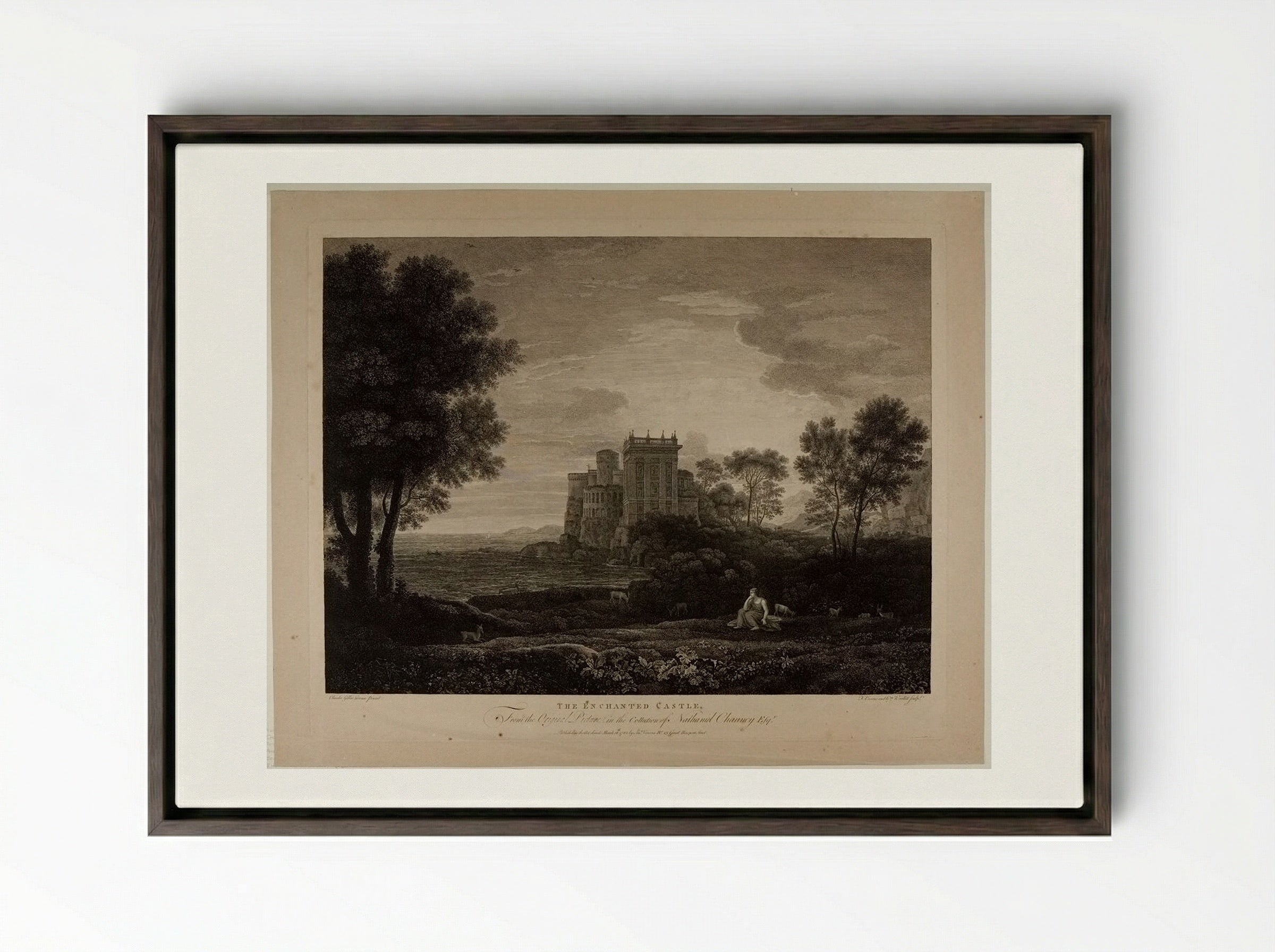 The Enchanted Castle - François Vivares - Framed Canvas Dark Wood