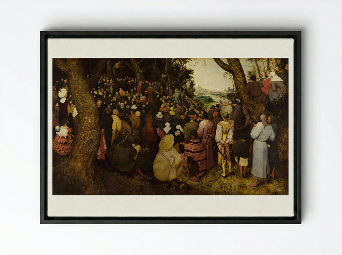 The Sermon of St. John the Baptist - Pieter Bruegel the Elder - Framed Canvas Black