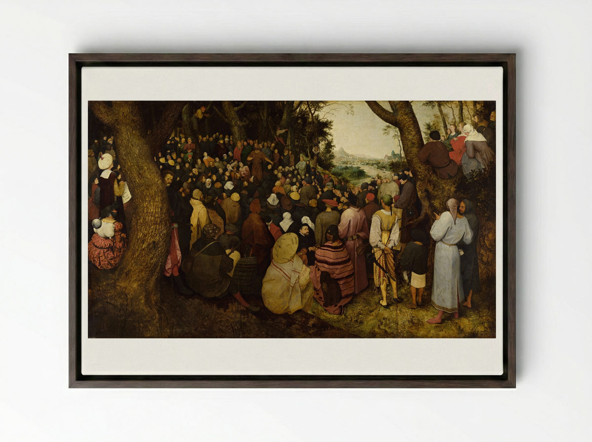 The Sermon of St. John the Baptist - Pieter Bruegel the Elder - Framed Canvas Dark Wood