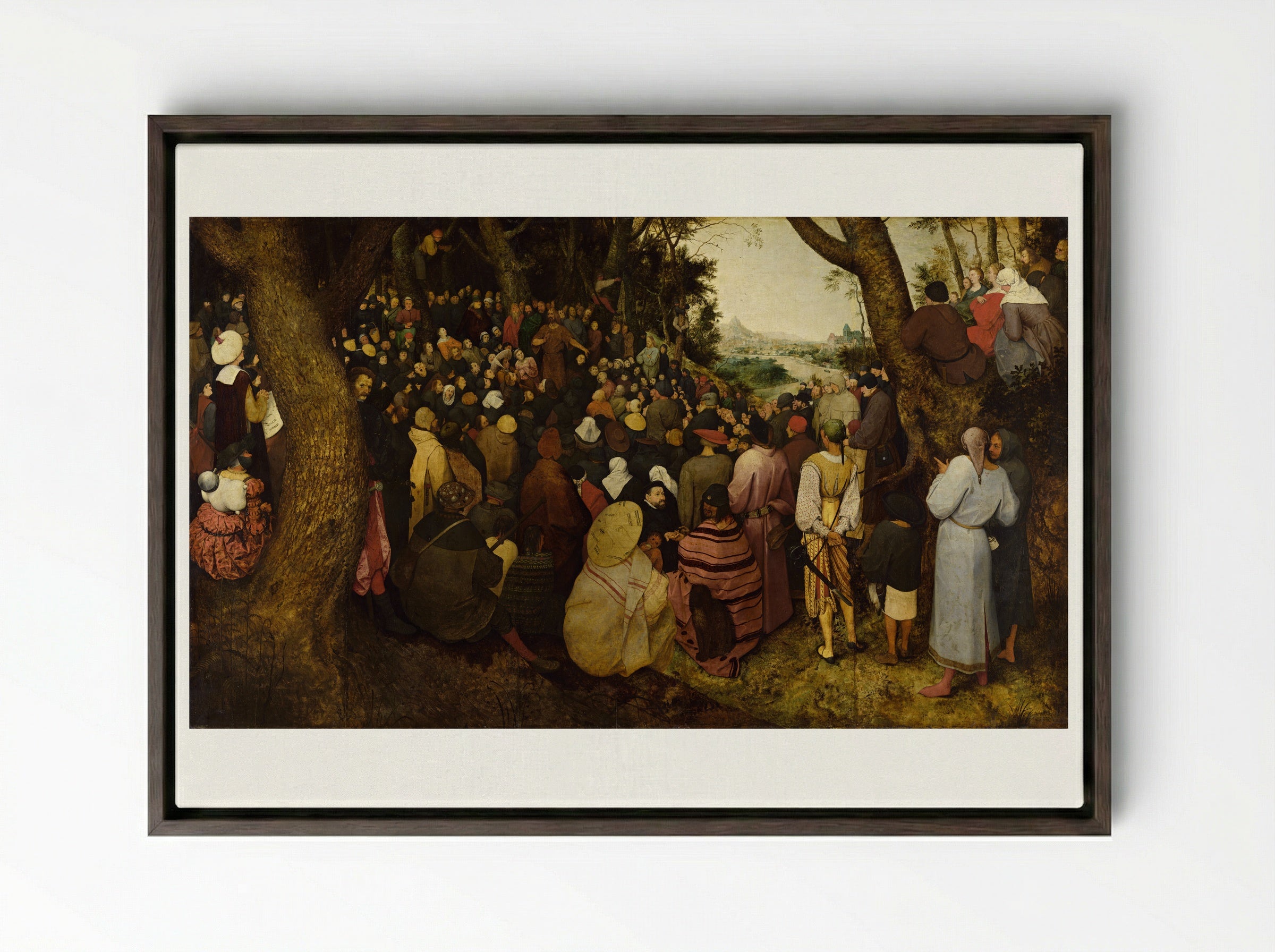 The Sermon of St. John the Baptist - Pieter Bruegel the Elder - Framed Canvas Dark Wood