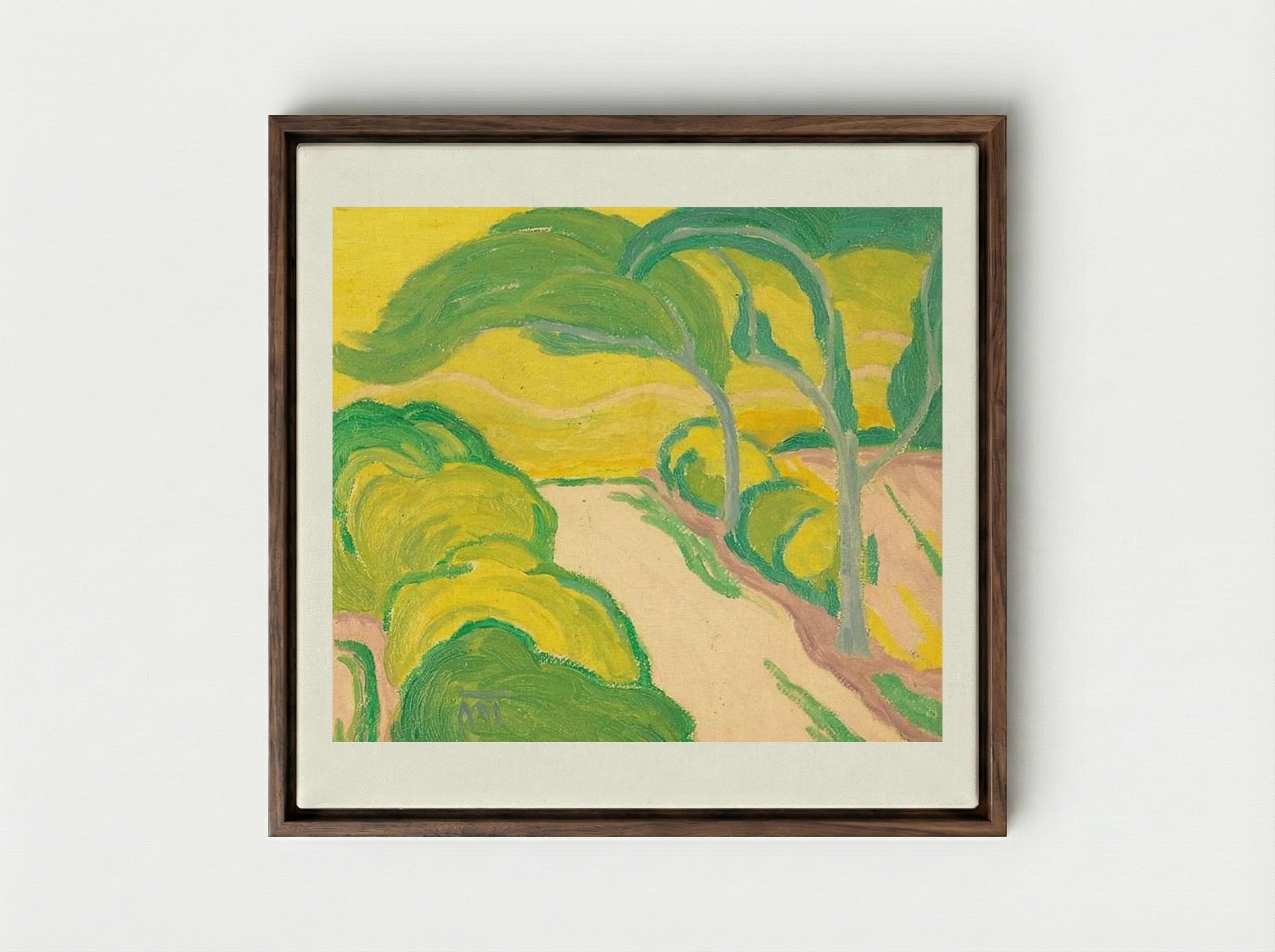 Landscape with Road - János Mattis-Teutsch - Framed Canvas Dark Wood