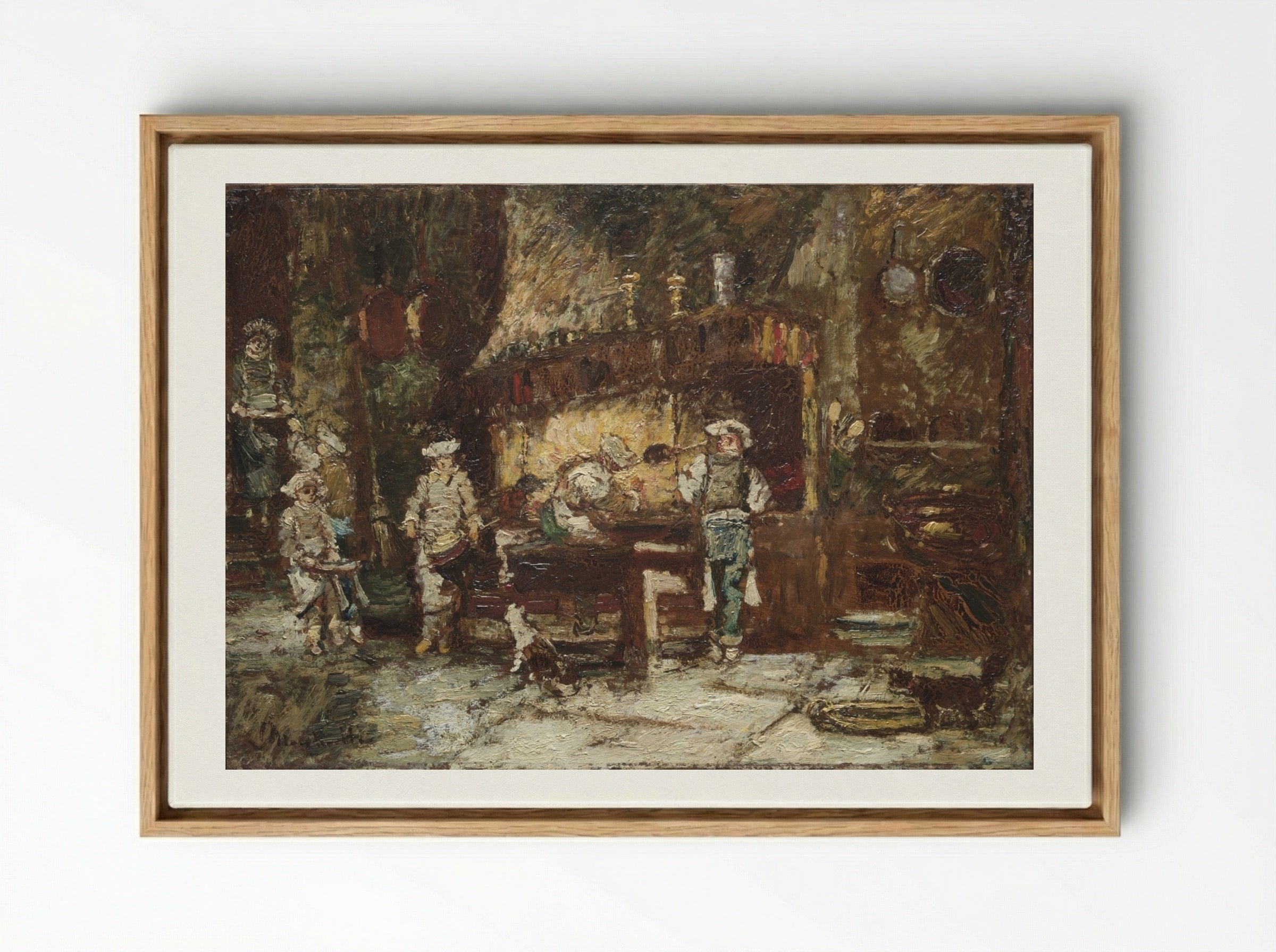 The Kitchen of the Rôtisserie des Deux Paons - Adolphe Monticelli - Framed Canvas Wood