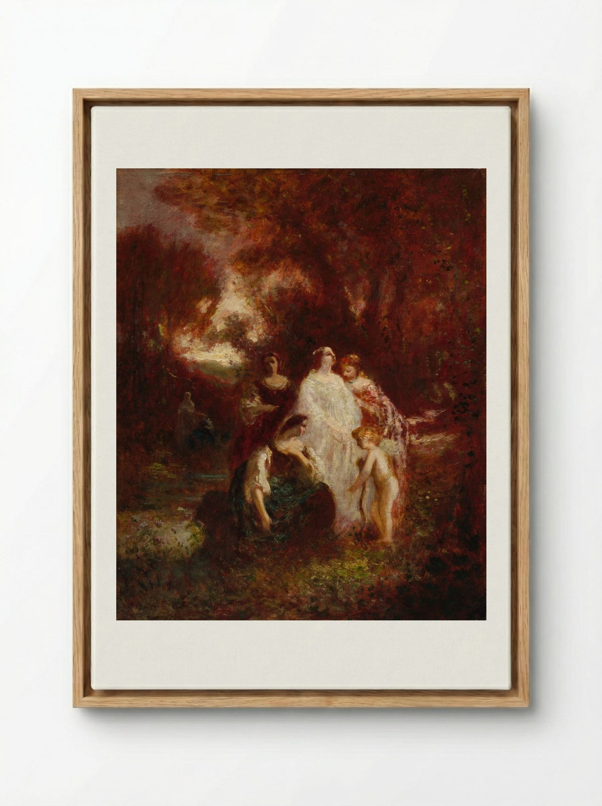 Figures in the Woods - Adolphe Monticelli - Framed Canvas Wood