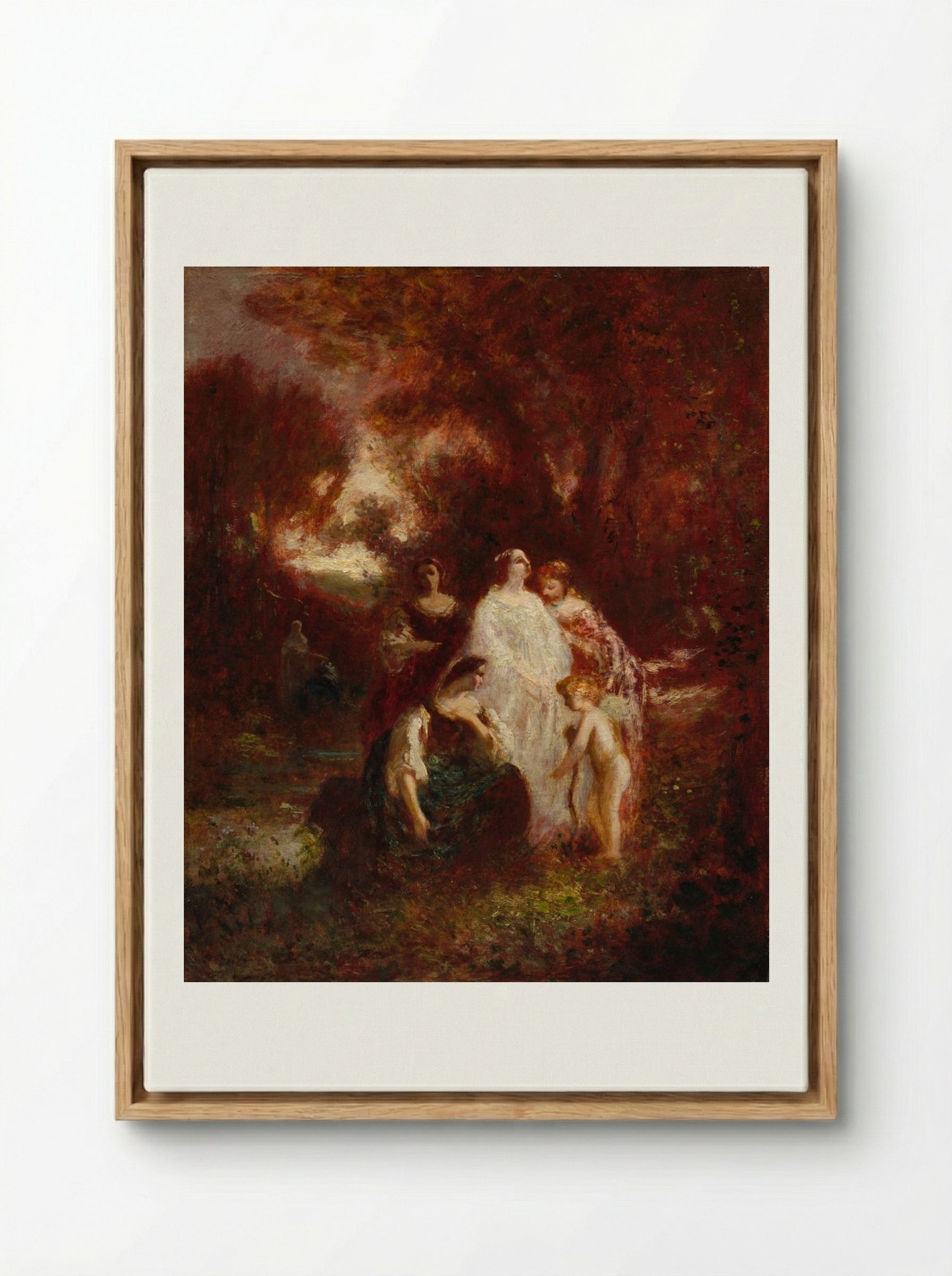Figures in the Woods - Adolphe Monticelli - Framed Canvas Wood