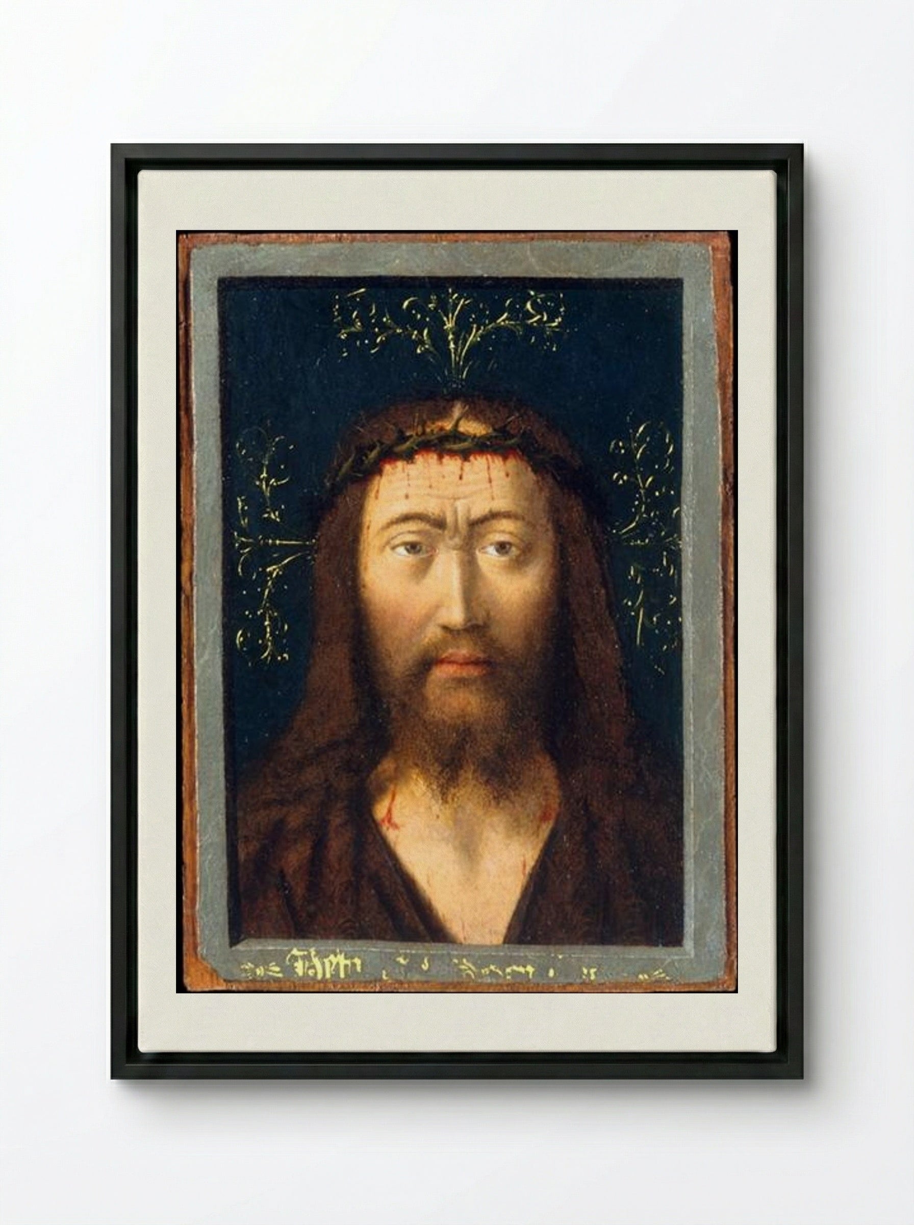 Head of Christ (Ecce Homo) - Petrus Christus - Framed Canvas Black