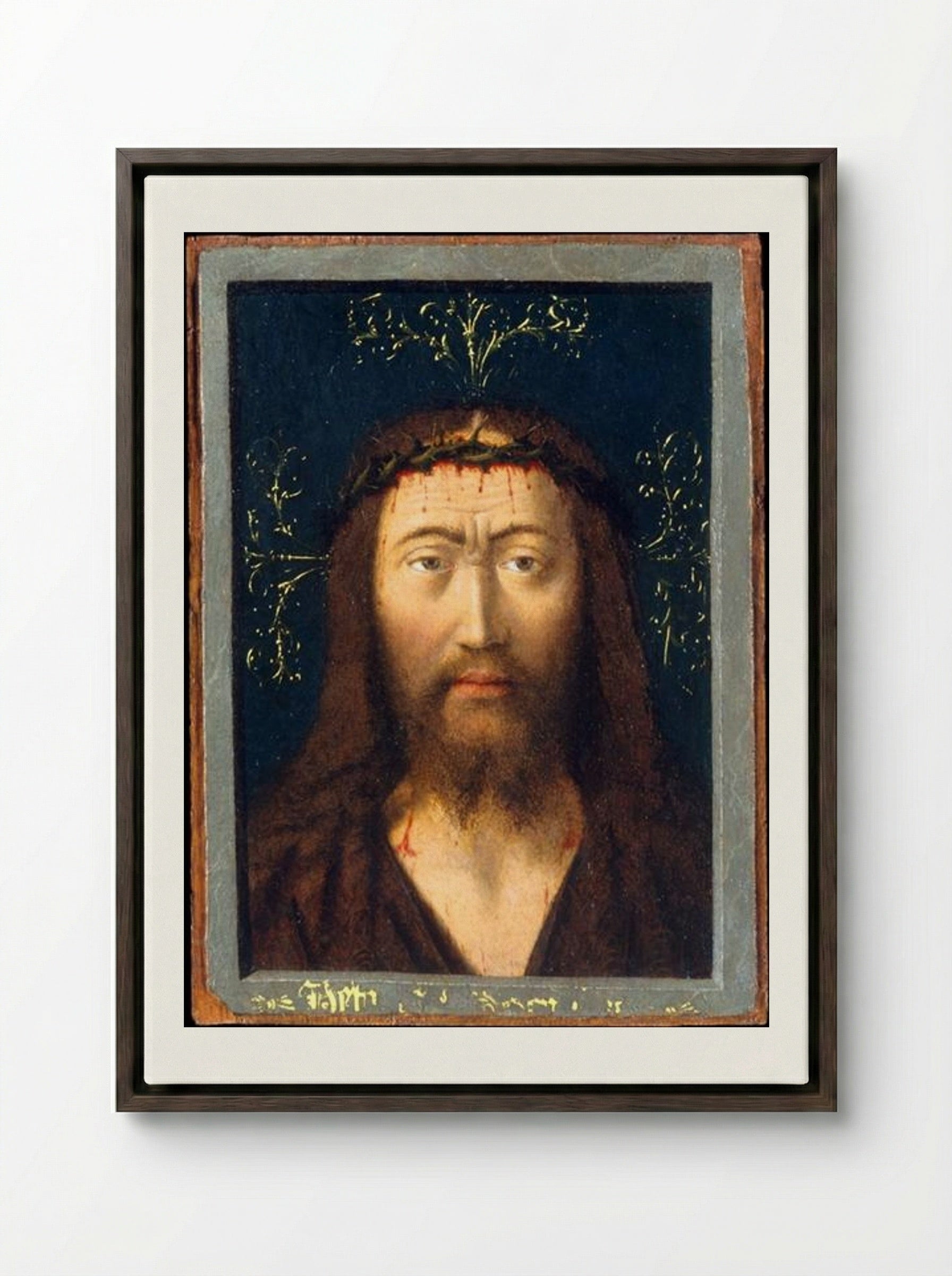 Head of Christ (Ecce Homo) - Petrus Christus - Framed Canvas Dark Wood