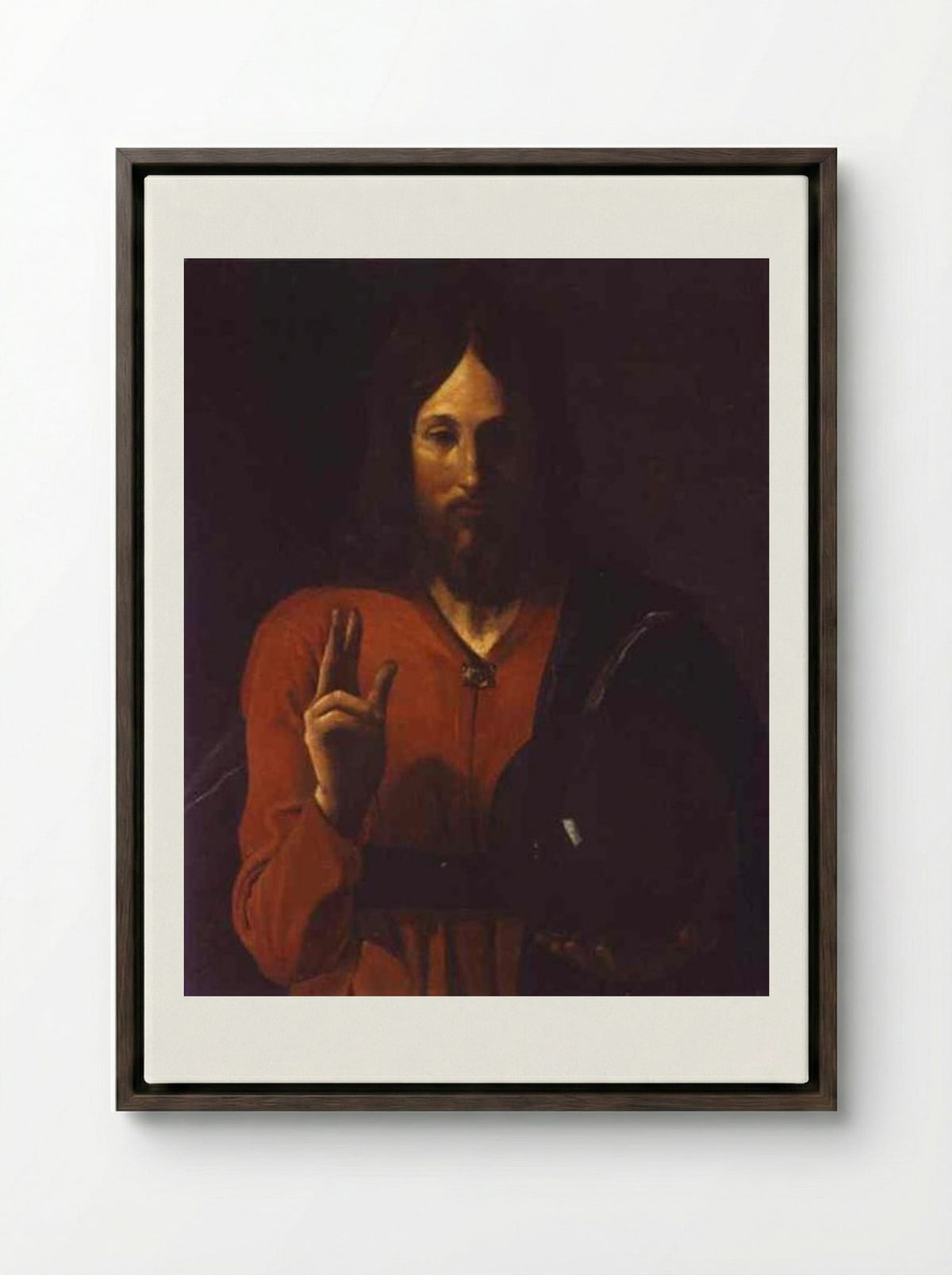 Christ Bénissant - Georges de la Tour - Framed Canvas Dark Wood