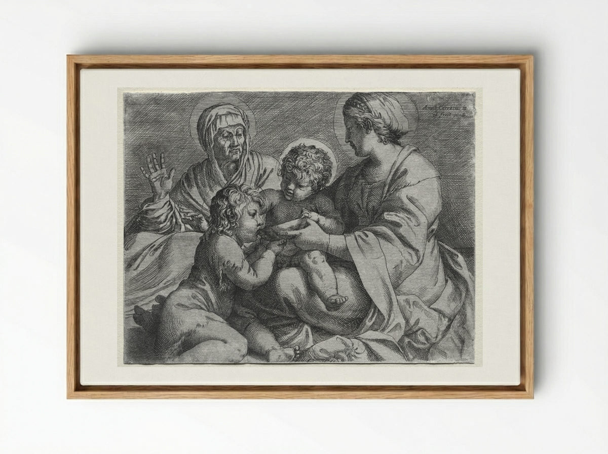 Madonna with the Bowl - Annibale Carracci - Framed Canvas Wood