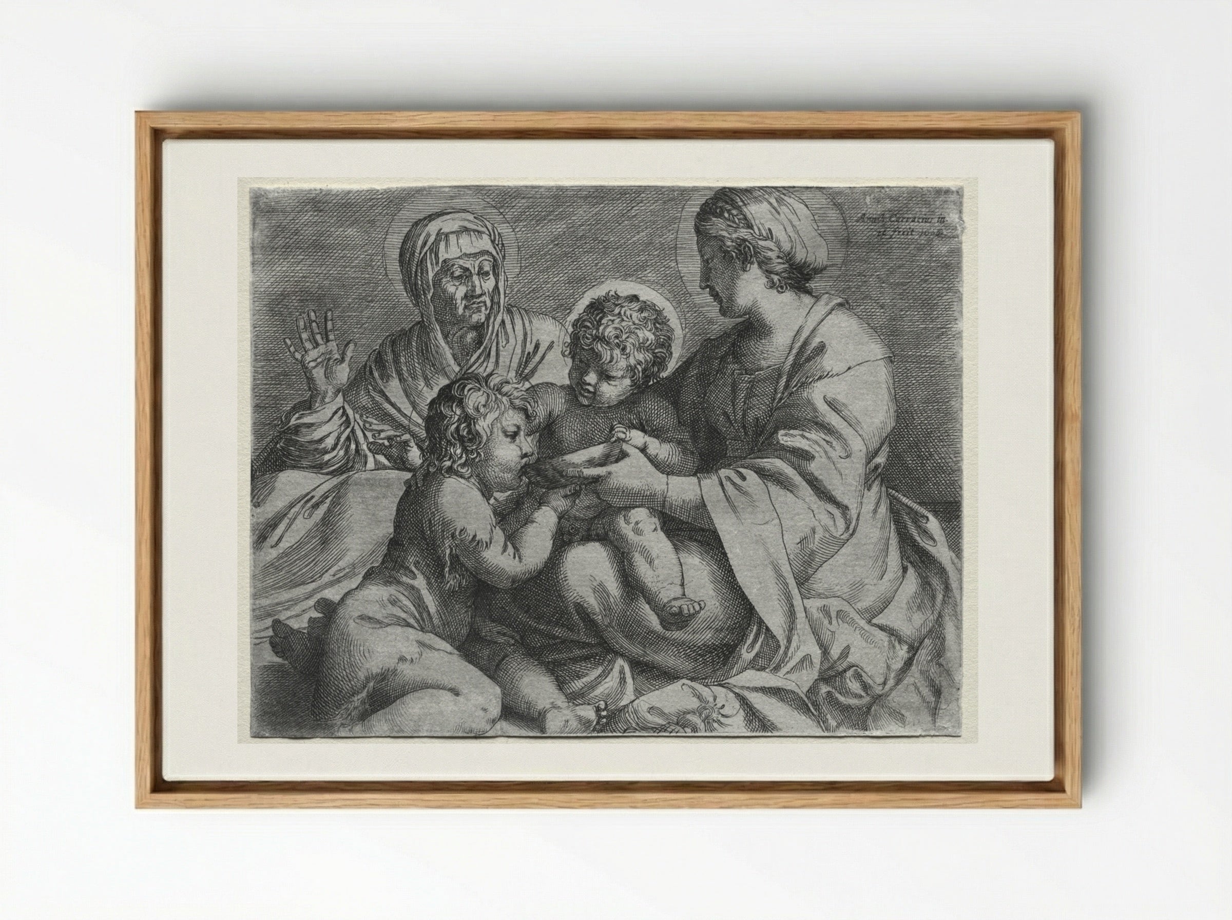 Madonna with the Bowl - Annibale Carracci - Framed Canvas Wood
