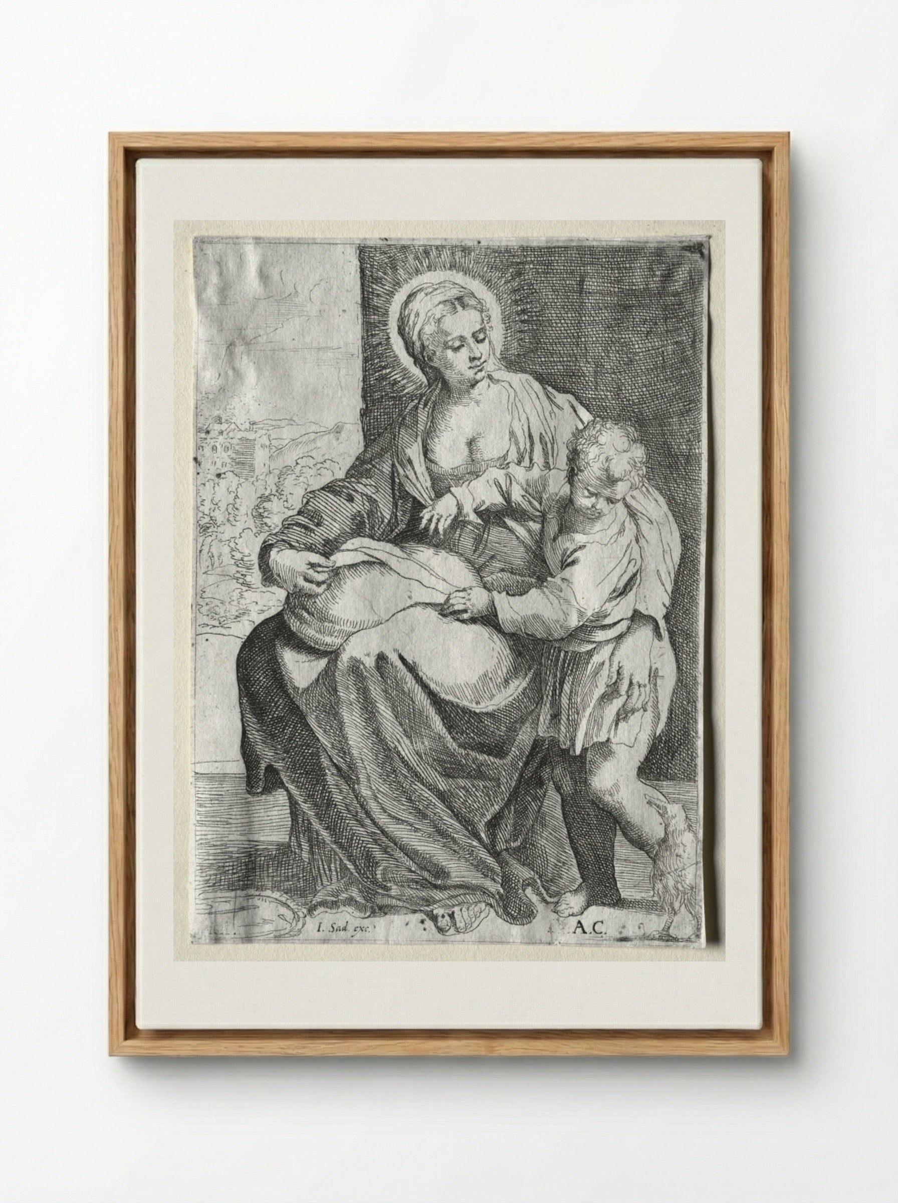 Madonna with the White Raven - Annibale Carracci - Framed Canvas Wood