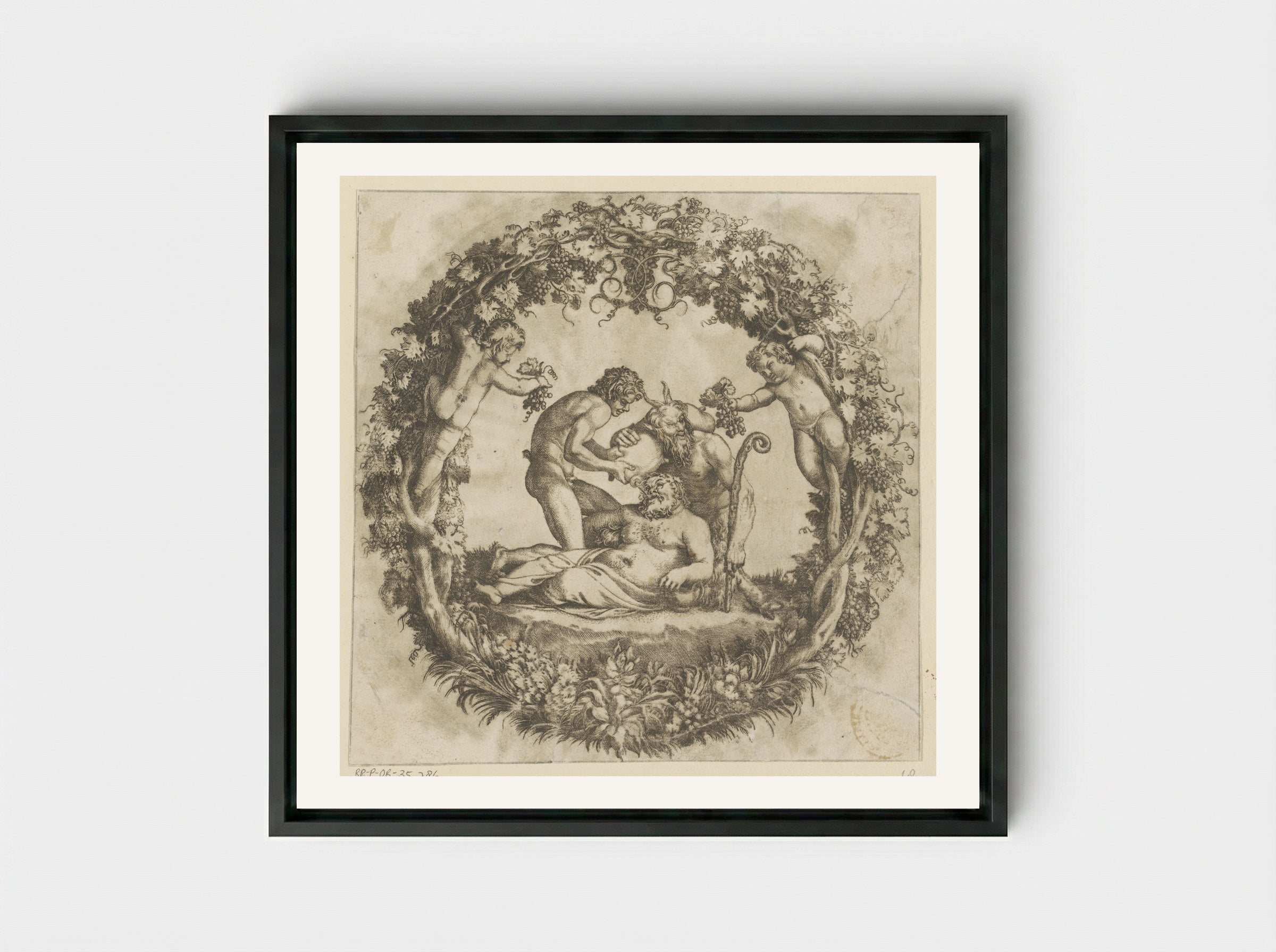 Drunken Silenus - Annibale Carracci - Framed Canvas Black