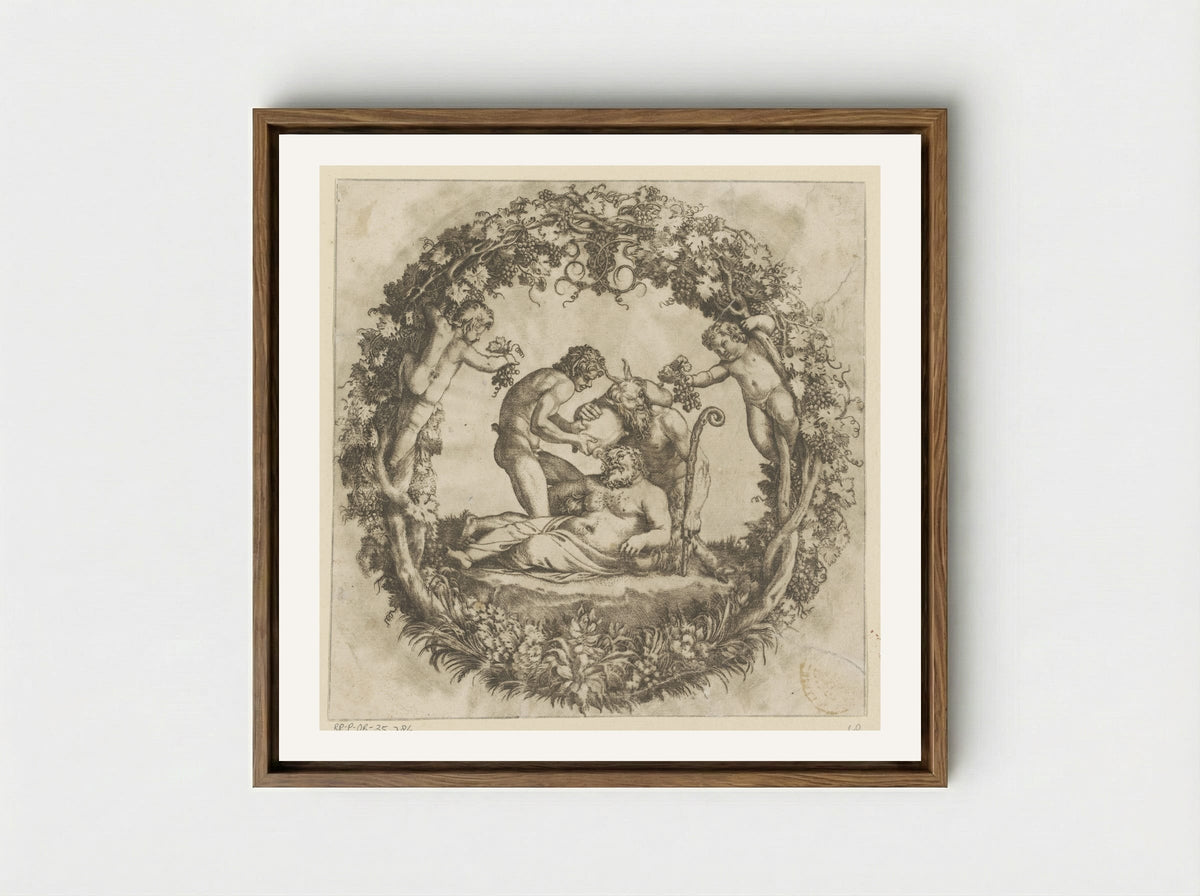 Drunken Silenus - Annibale Carracci - Framed Canvas Wood